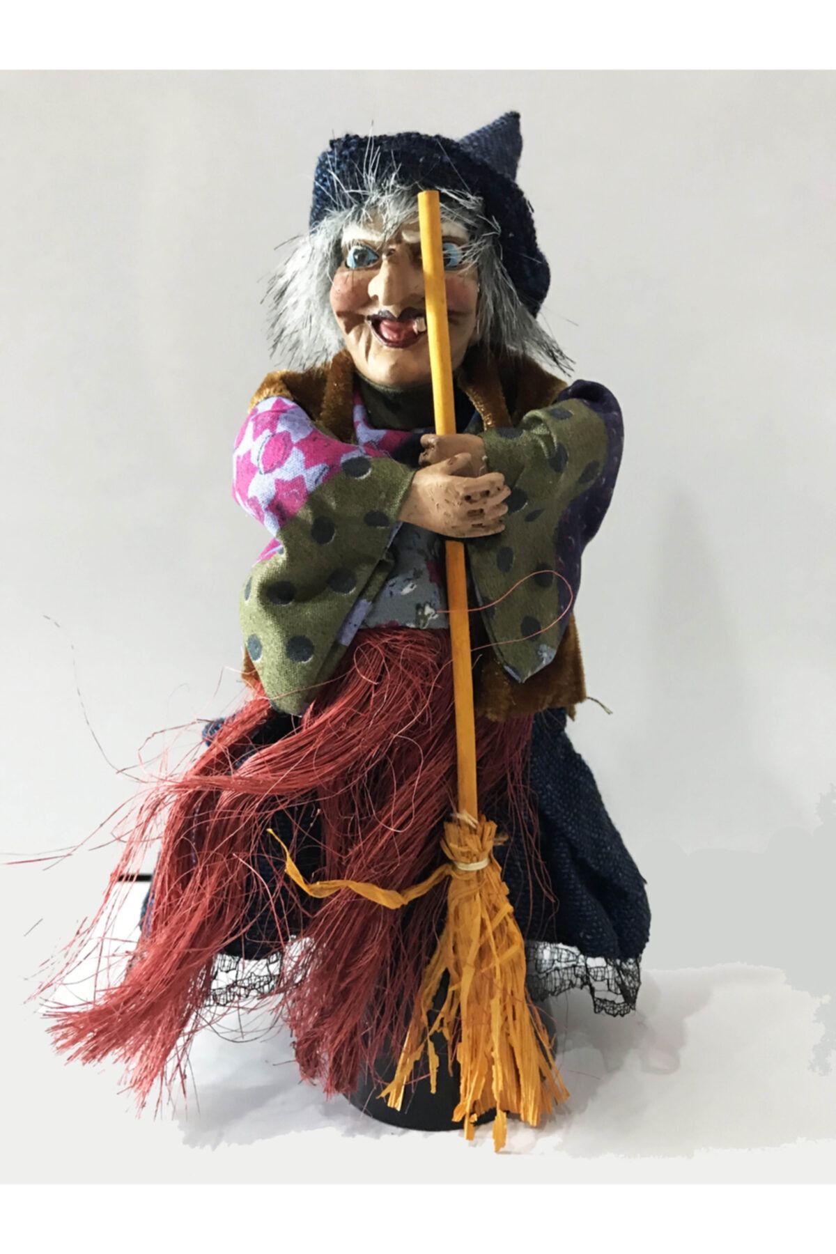 angel store Parti Sensörlü Sesli Işıklı Ayakta Duran Mavi Elbiseli Cadı 25 Cm