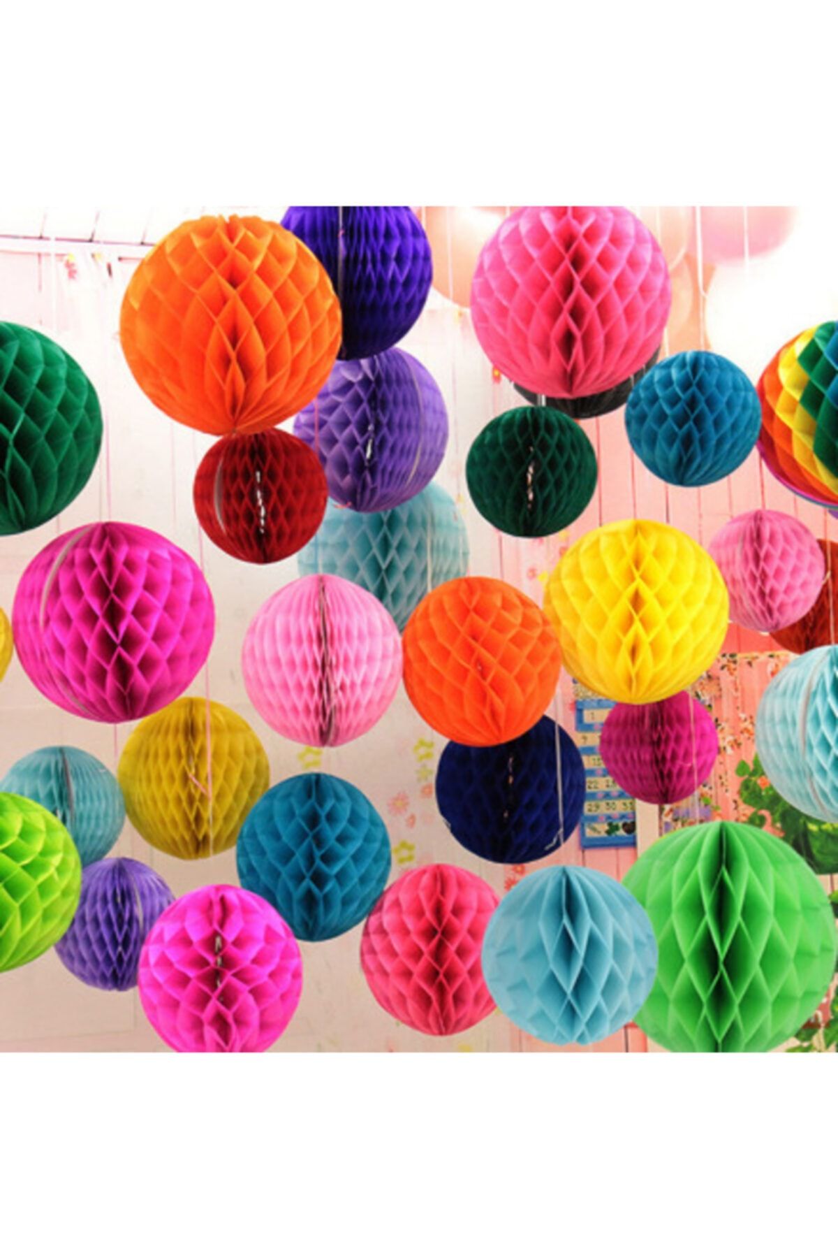 angel store Parti Aksesuar Yuvarlak Şekil Kağıt Fener Süs 25 Cm 4 Adet