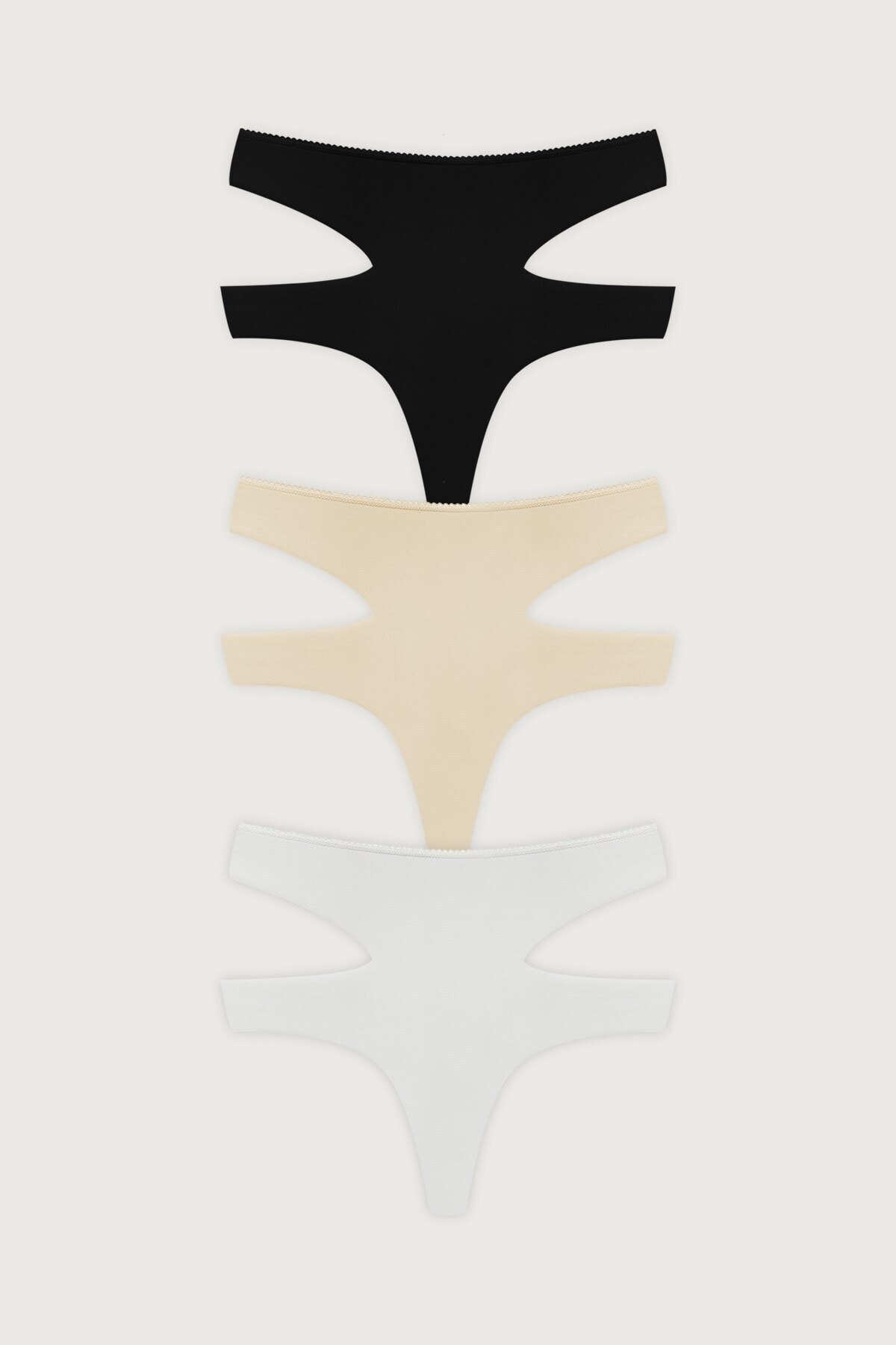 Cottonhill Yüksek Bel Lazer Kesim Kadın Tanga 3'lü Paket Külot