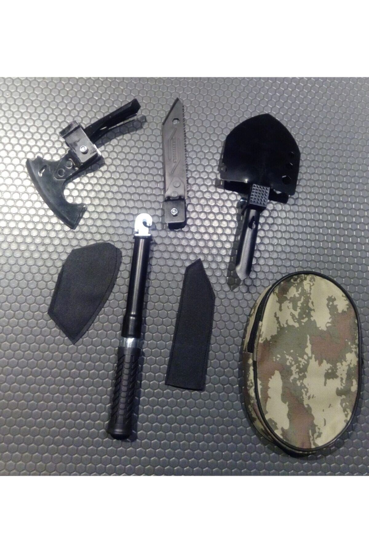 Akbülbül Metal Multıtools Portatif Bahçe Kamp Seti Balta Testere Kürek Çapa