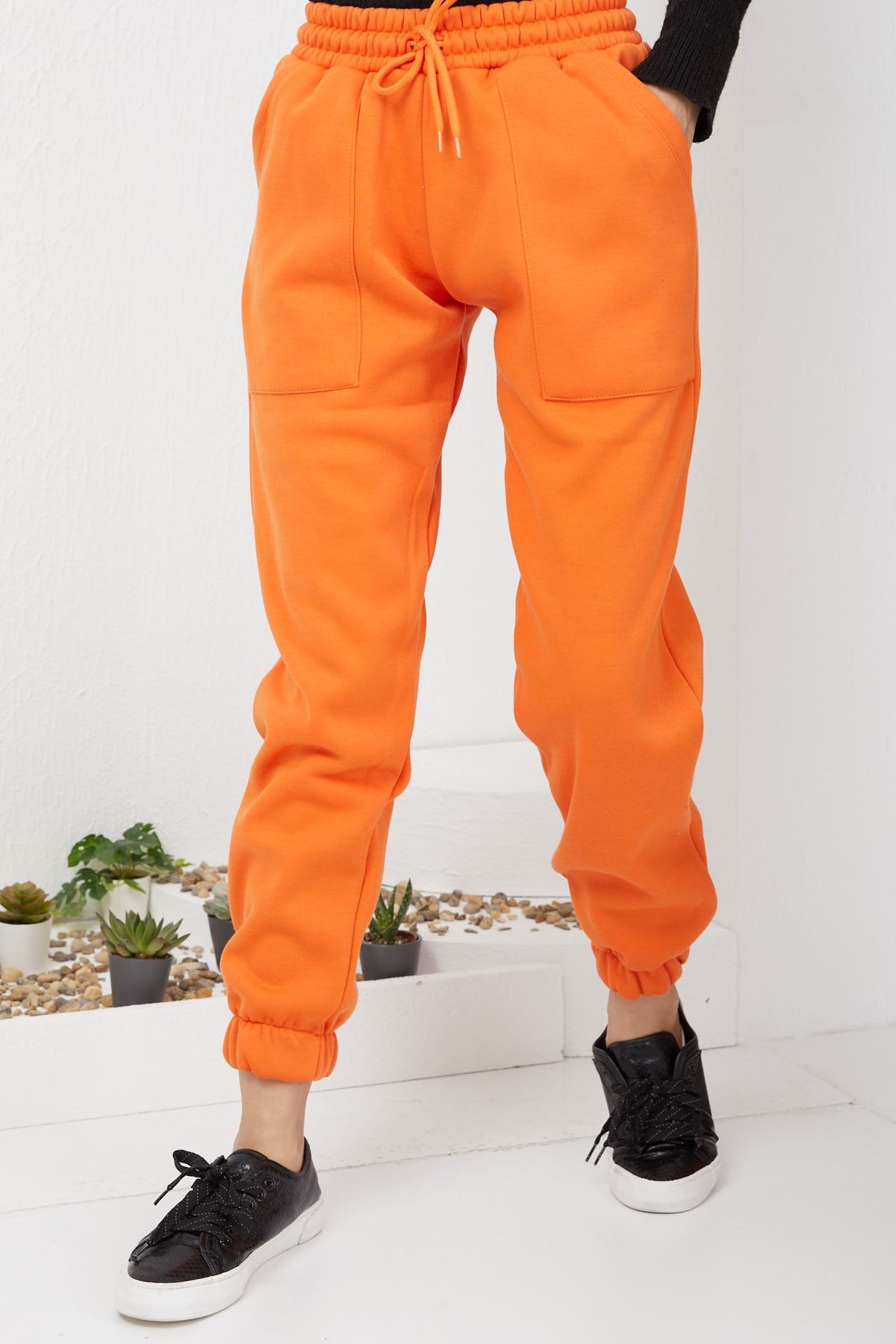 İmajButik Içi Şardonlu Üç Iplik Eşofman Alt/turuncu