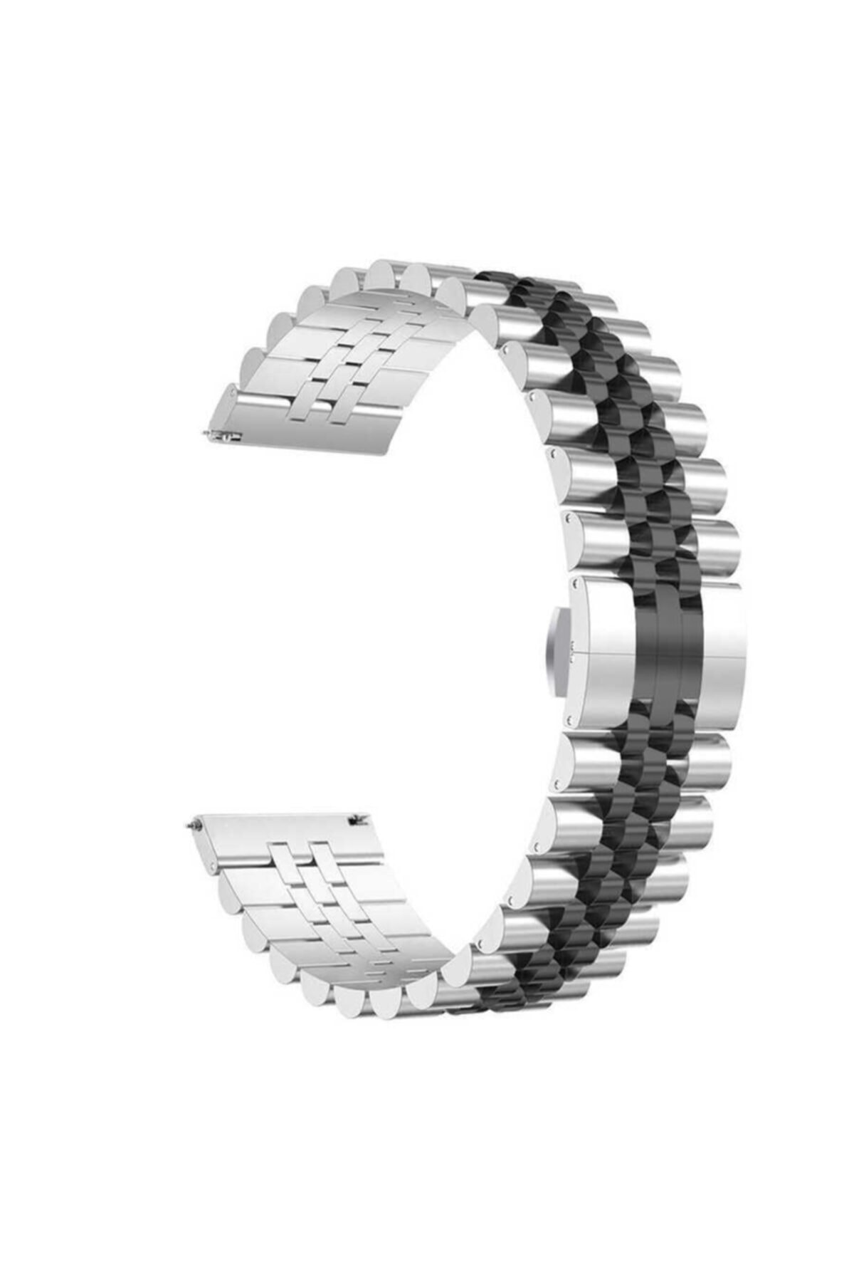 Huawei Watch Gt3 46mm Uyumlu Nezih Case 22mm Metal Kordon Gümüş-siyah