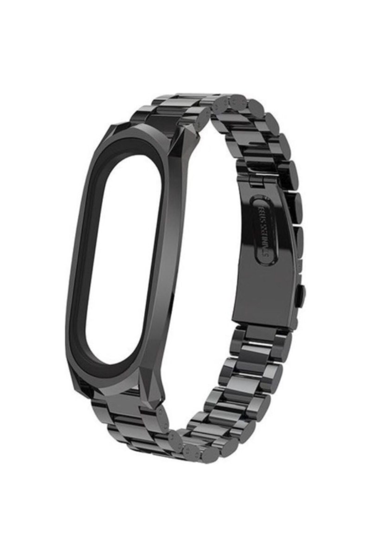 Mobicas Mi Band 3 Uyumlu Klasik Metal Kordon Siyah
