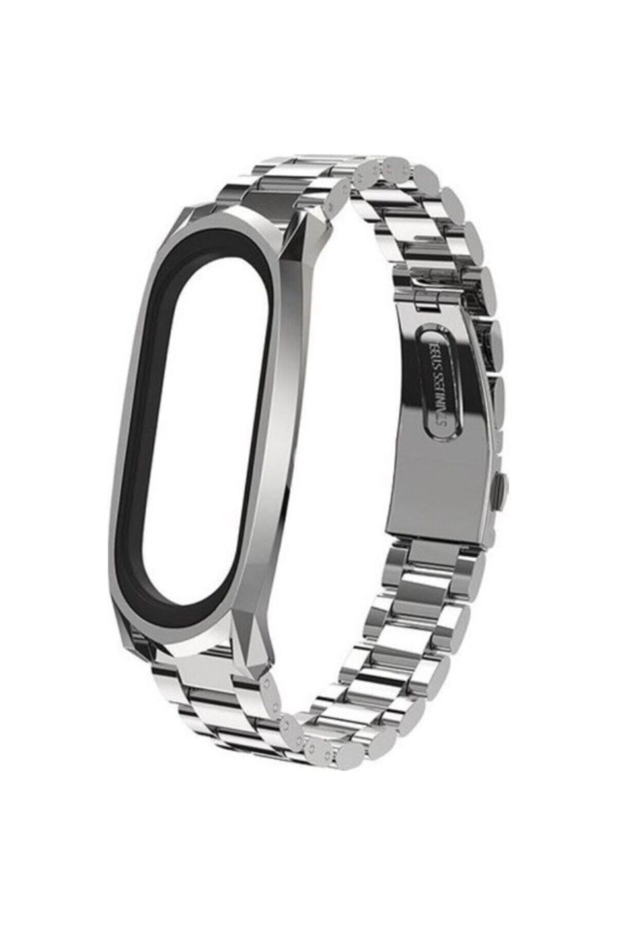 Mobicas Mi Band 3 Uyumlu Klasik Metal Kordon Gümüş