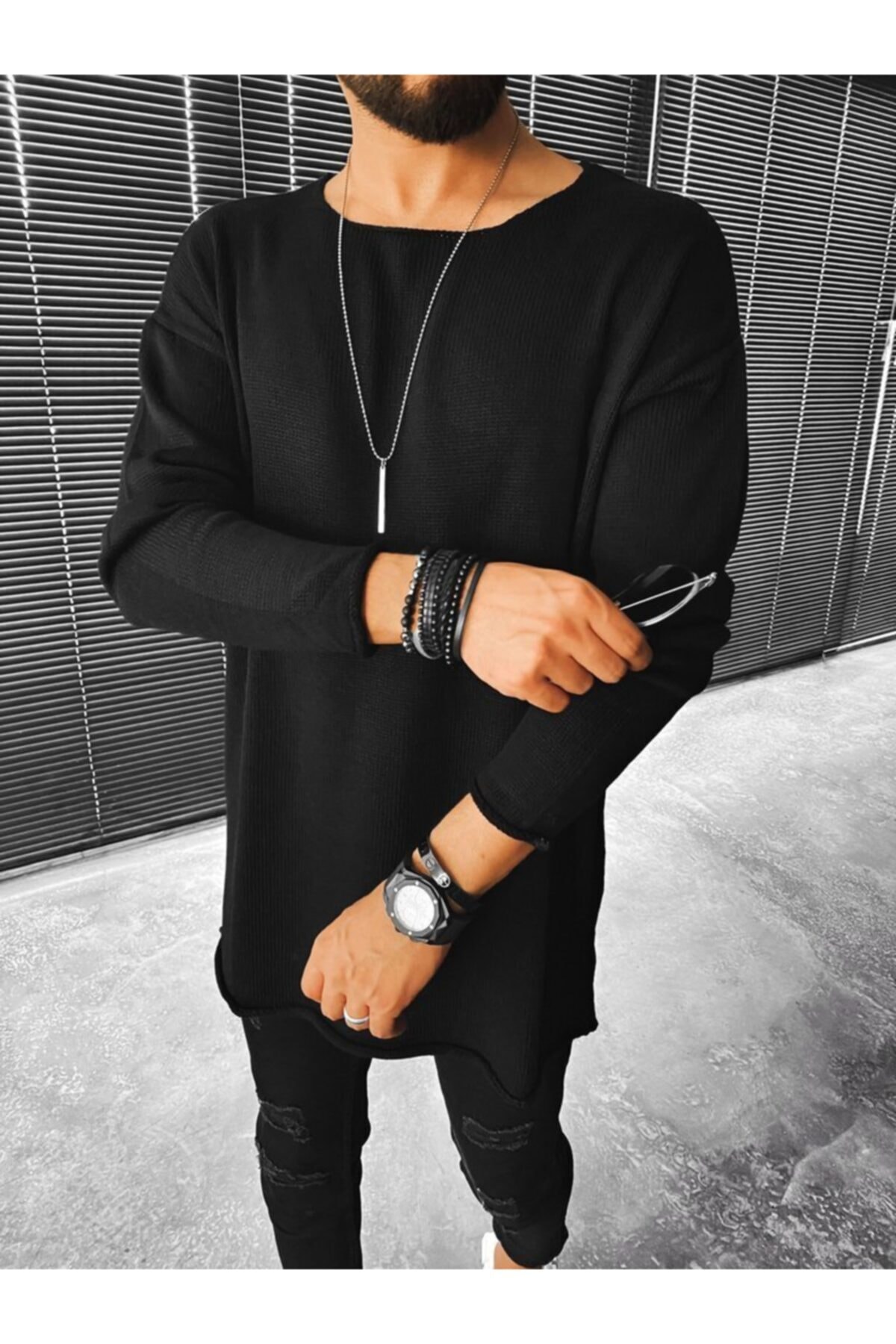 ablukaonline Ekstra Oversize Siyah Kazak