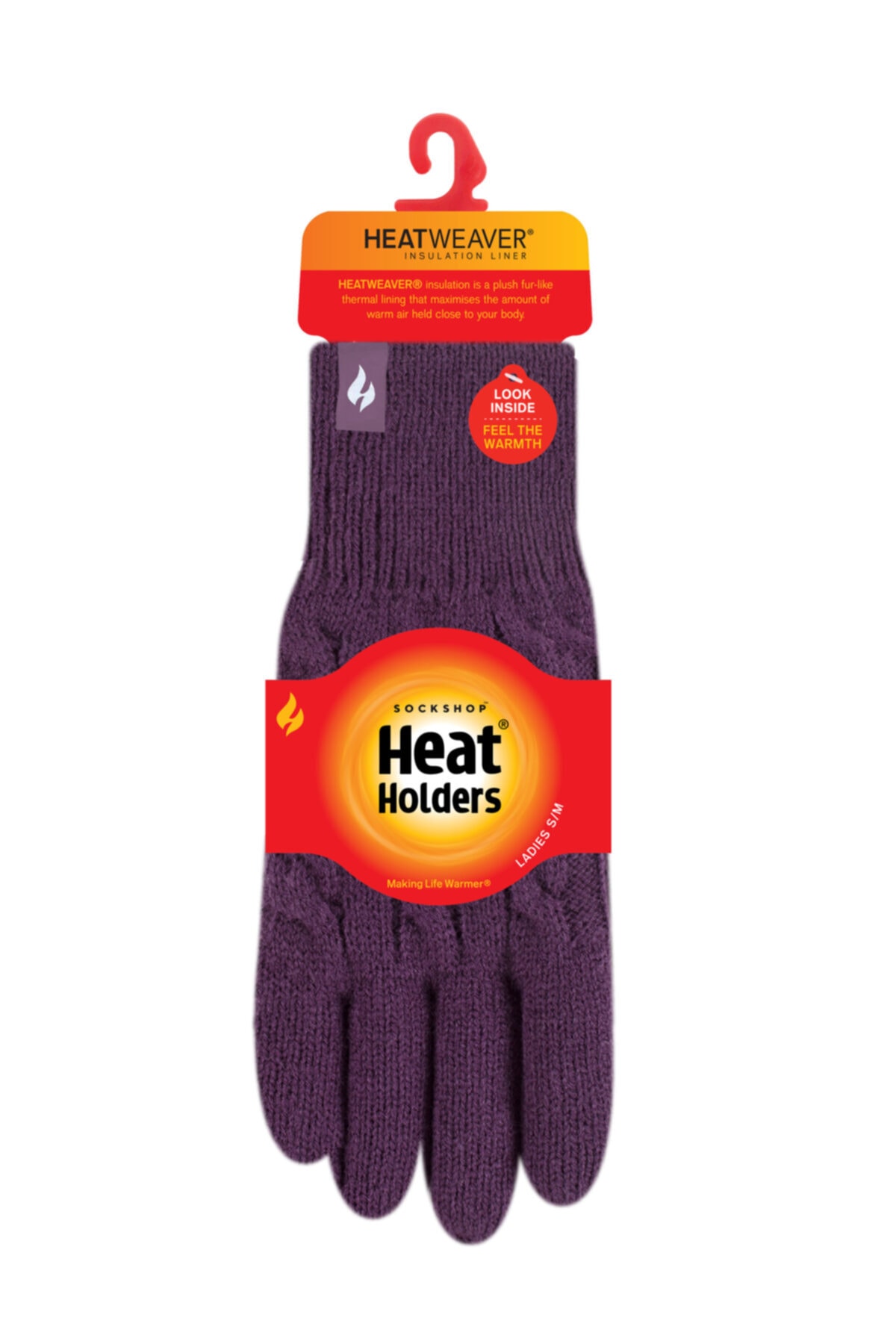 Heat Holders Mor Örgü Desenli Termal Kış Kadın Eldiveni Willow Kalın Astarlı