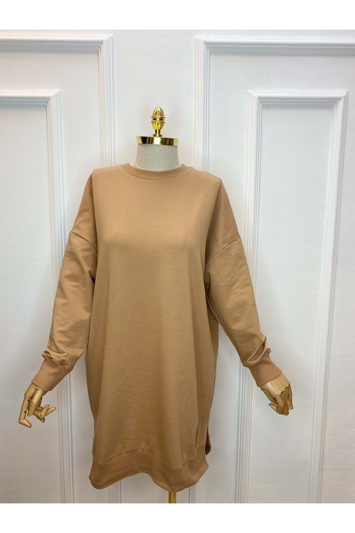 azra fashion Düz Sweat 30644 - Kahve Rengi - L-xl
