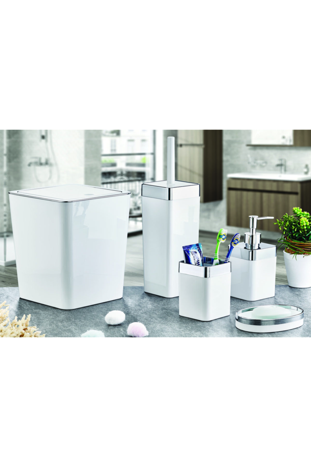 GRİMOR Life 5 Parça Akrilik Metalize Kaplamalı Lüx Banyo Seti