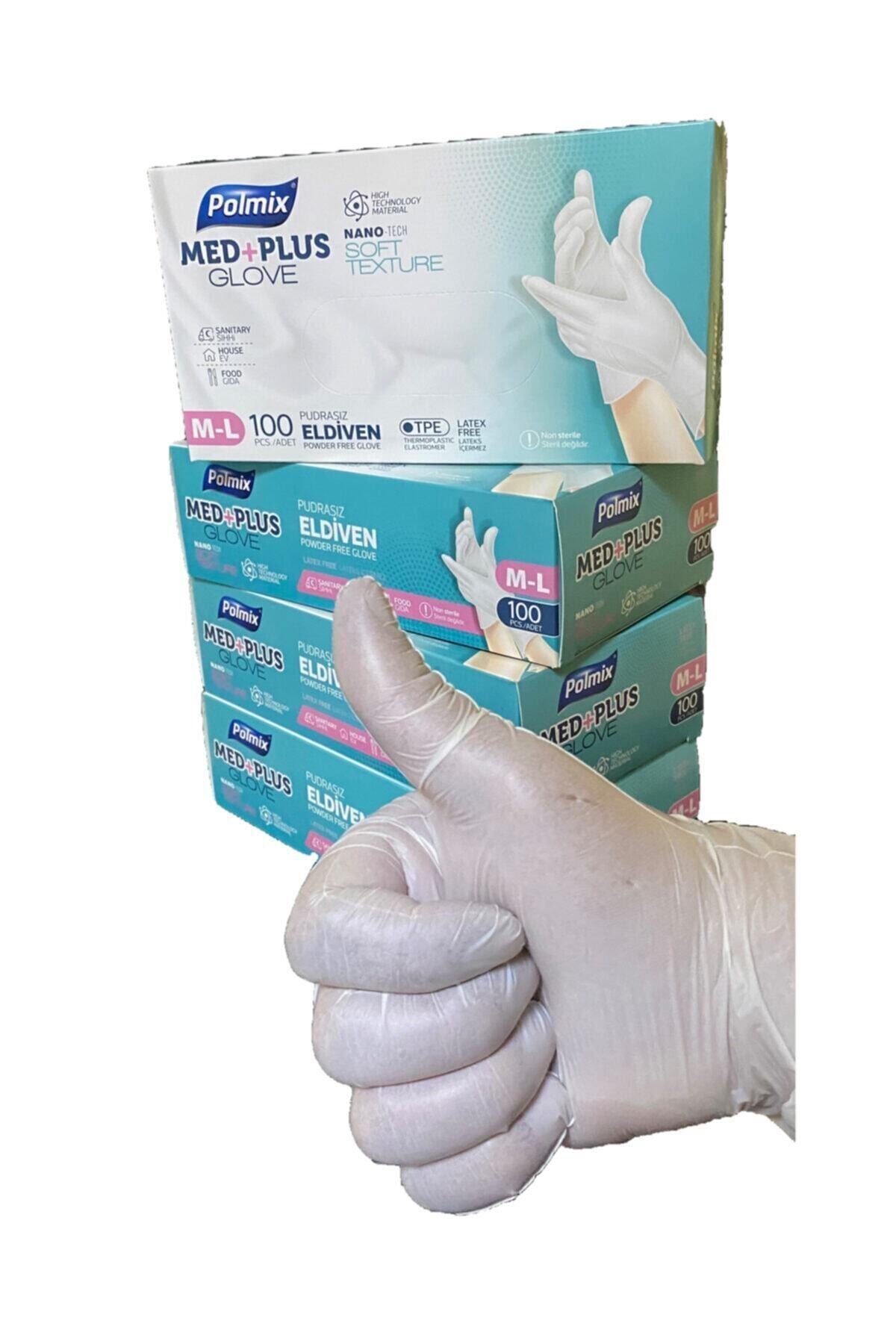 Polmix Plus 20 Adet Yeni Nesil Hibrit Eldiven Beyaz S Beden