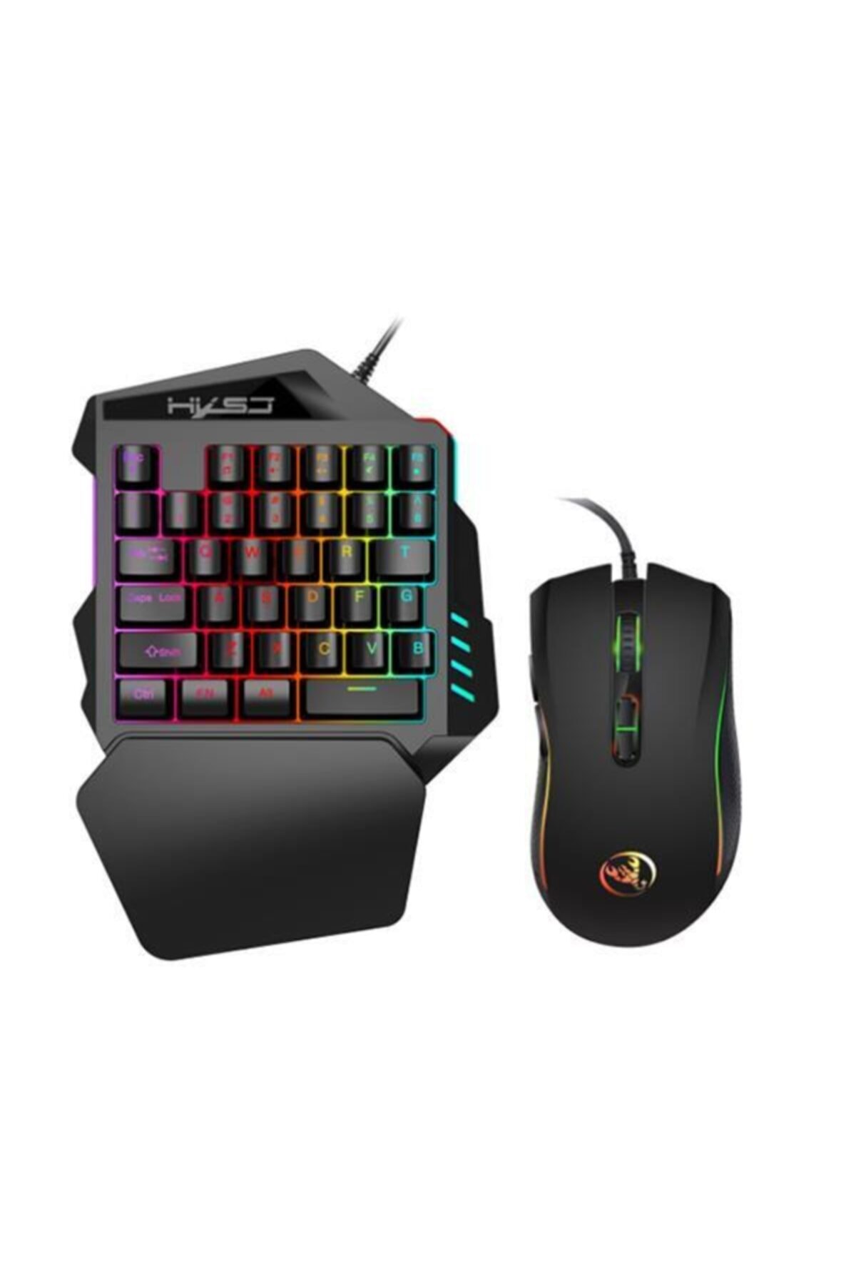 Polhammobile Rgb Işıklı Tek El Oyuncu Klavye Ve Mouse Seti, 7200 Dpı, Telefon, Tablet Ve Bilgisayar Uyumlu