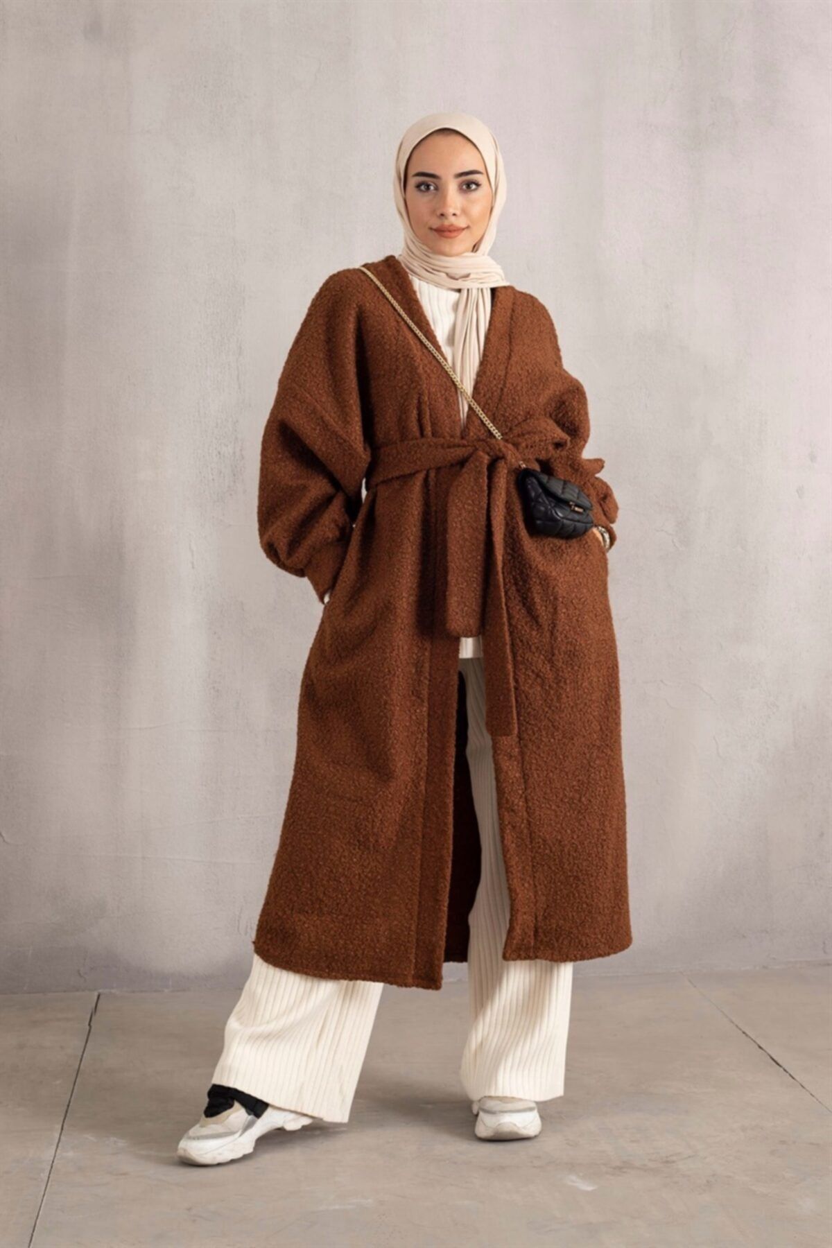moda ala Oversize Uzun Kaban Kahverengi