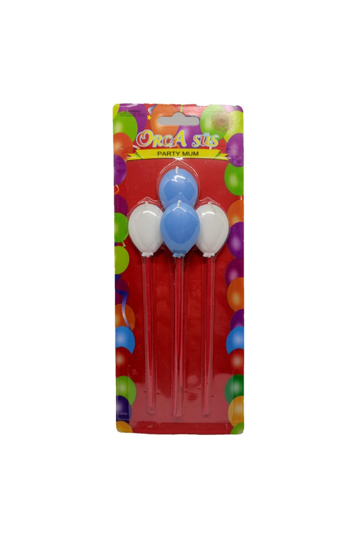 Qiqoox Balon Mum Mavi - Beyaz Renkli Doğum Günü Dekor Pasta Süsü
