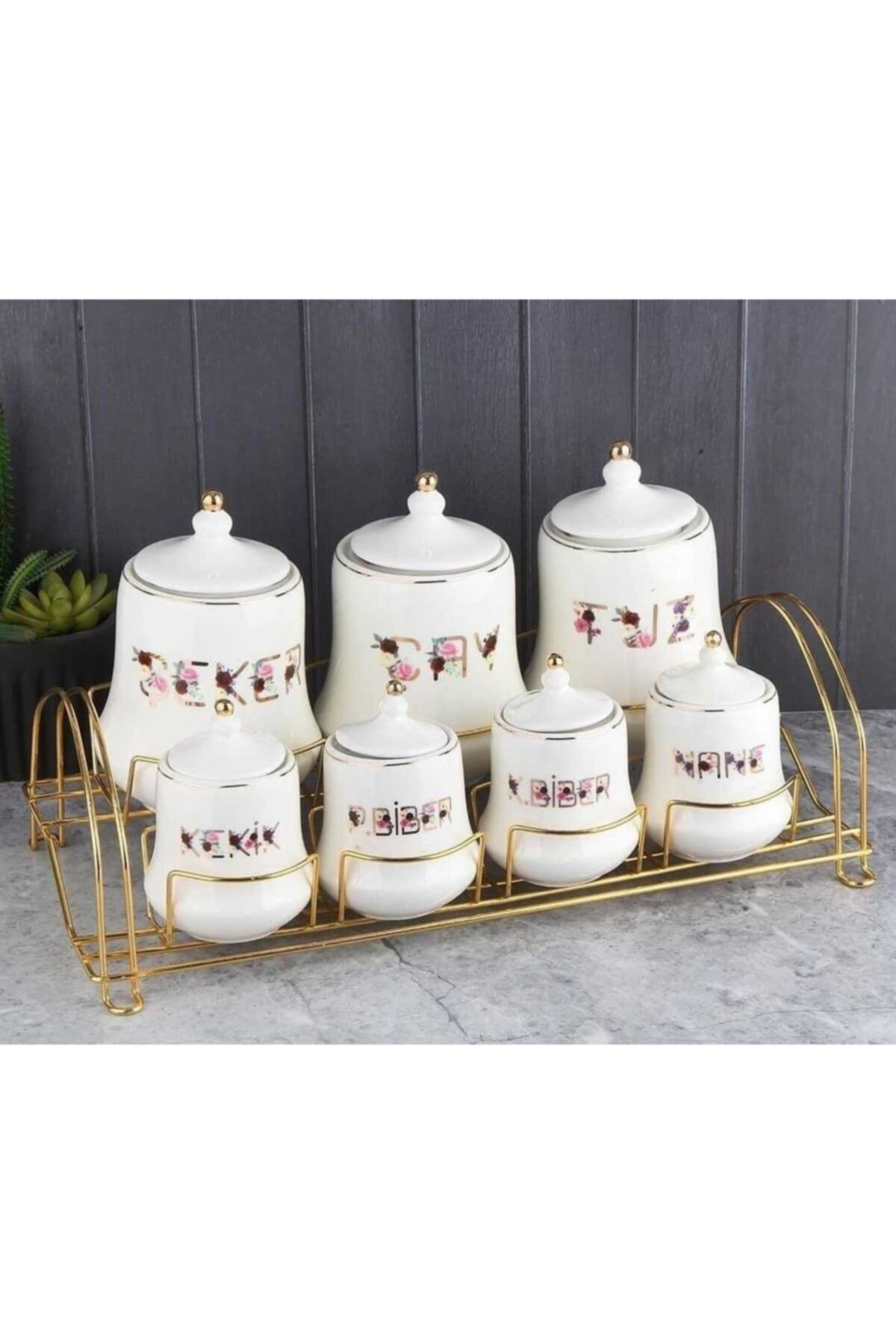 Perotti Mona Lüks Porselen Gold Standlı Baharat Takımı