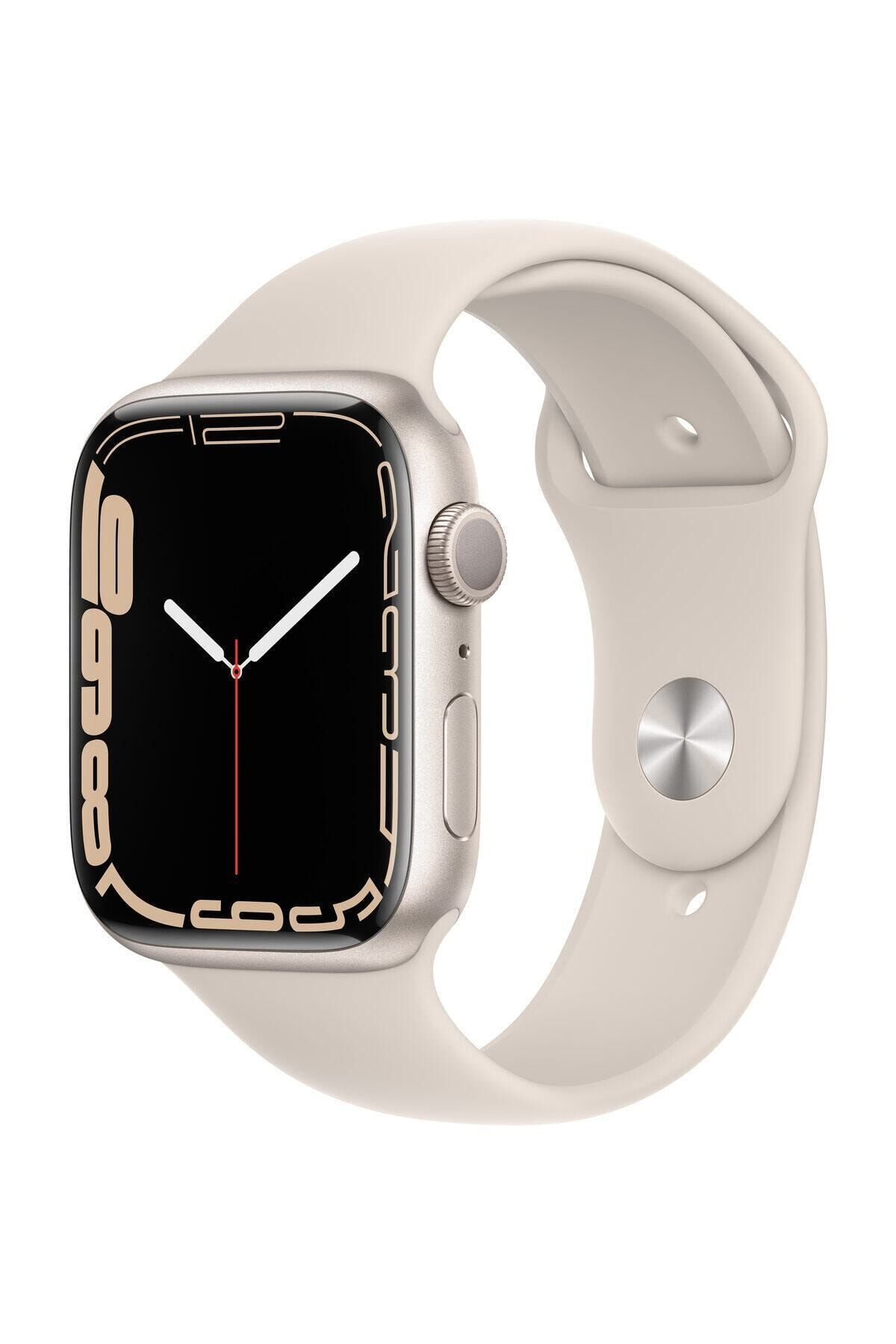 Apple Watch Seri 7 45mm GPS Yıldız Işığı Alüminyum Kasa ve Yıldız Işığı Spor Kordon - MKN63TU/A