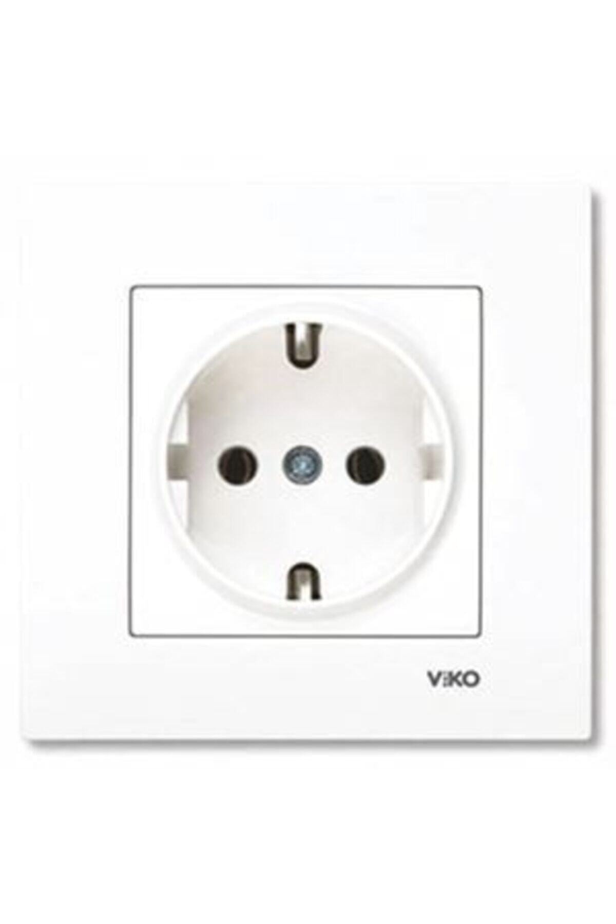 VİKO Karre Beyaz Topraklı Priz+çerçeve