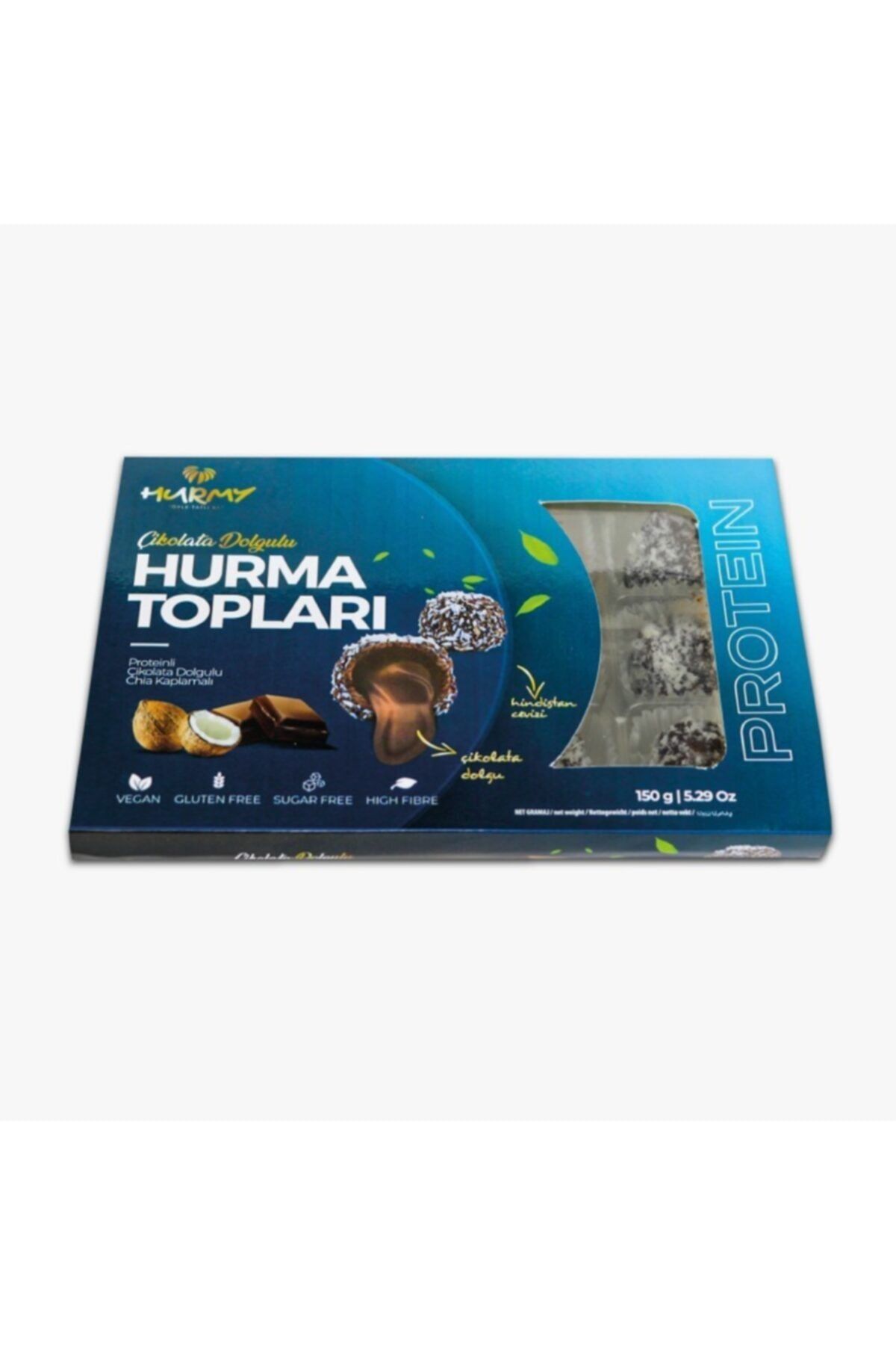 HURMY Proteinli Çikolata Dolgulu Hindistan Cevizi Kaplamalı Hurma Topları 150 G