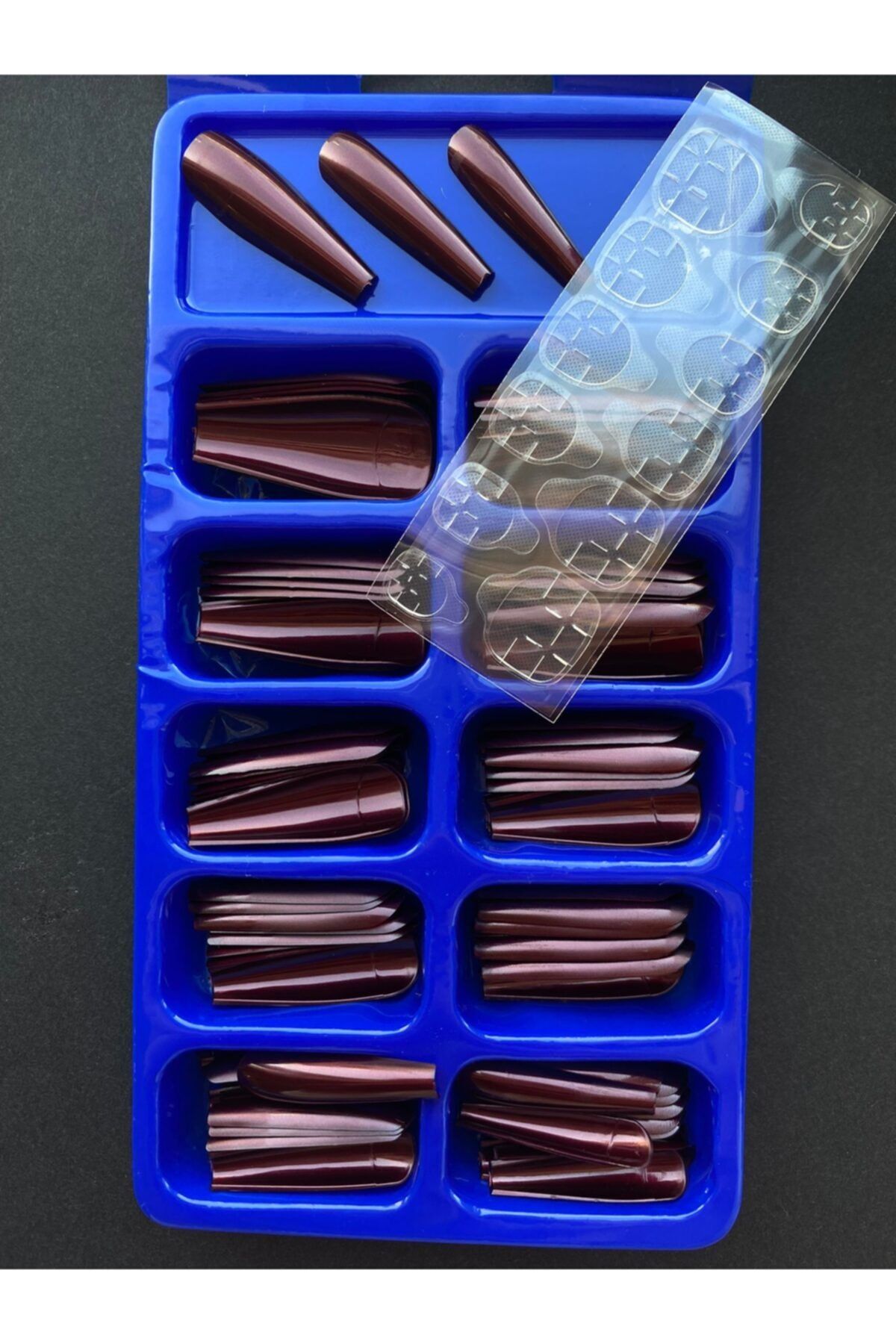 hdkozmetik 100 Adet Kahverengi Balerin Takma Tırnak