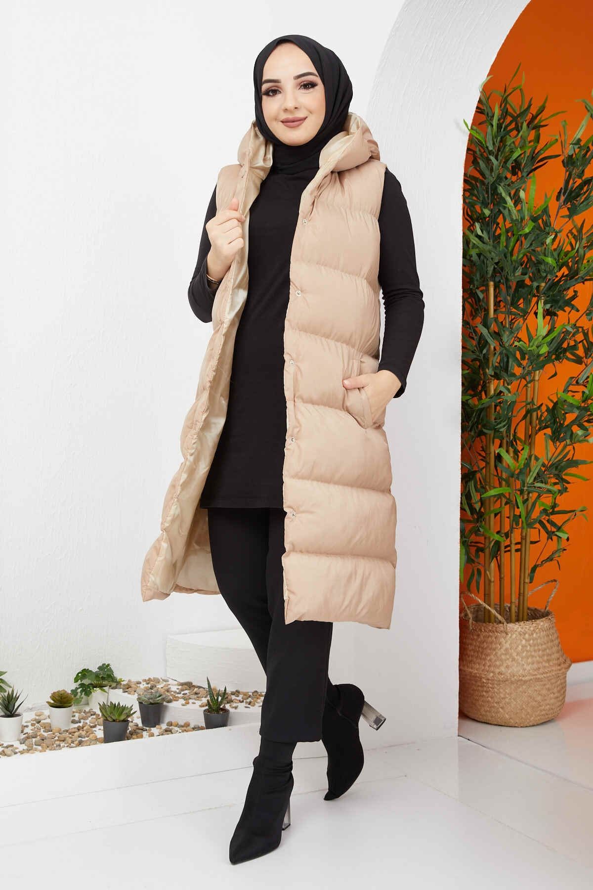 İmajButik Içi Elyaf Dolgulu Yelek/bej