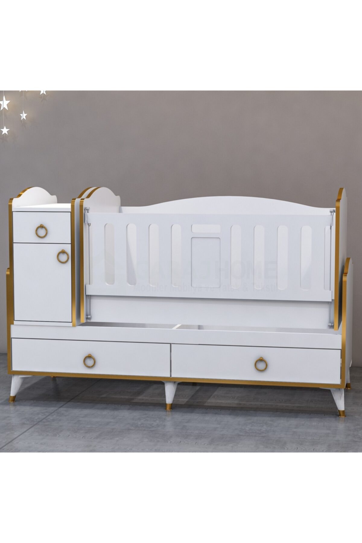 Garaj Home Sude Gold Asansörlü Uzayan Beşik 60x120 cm