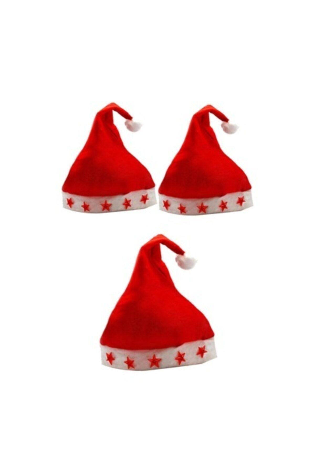 MİMES Yılbaşı Işıklı 5 Yıldızlı Noel Baba Şapkası 3 Adet