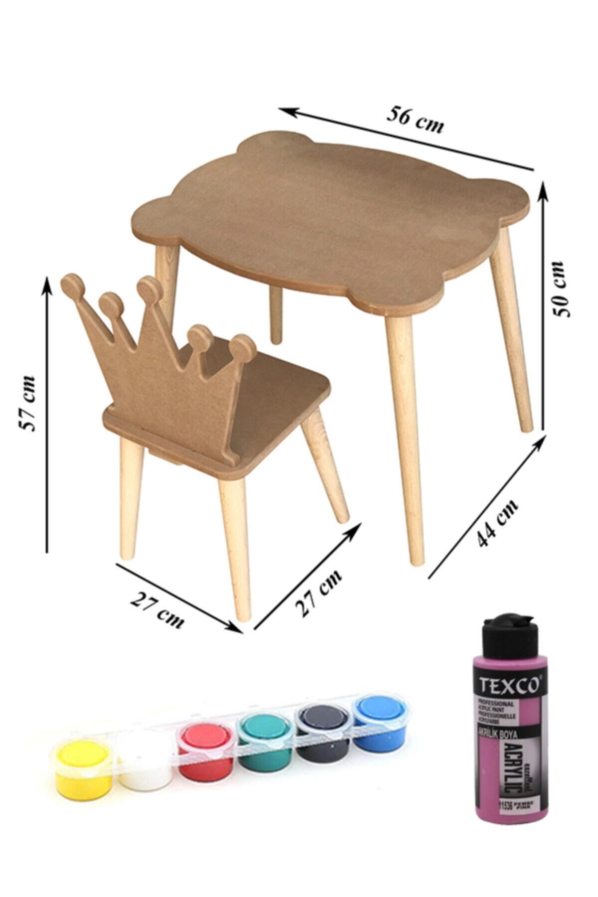 Özka Hobi Ahşap Ahşap Ham Mdf 18 Mm Aktivite Ve Etkinlik Çocuk Masa Sandalye Takımı- Çm04
