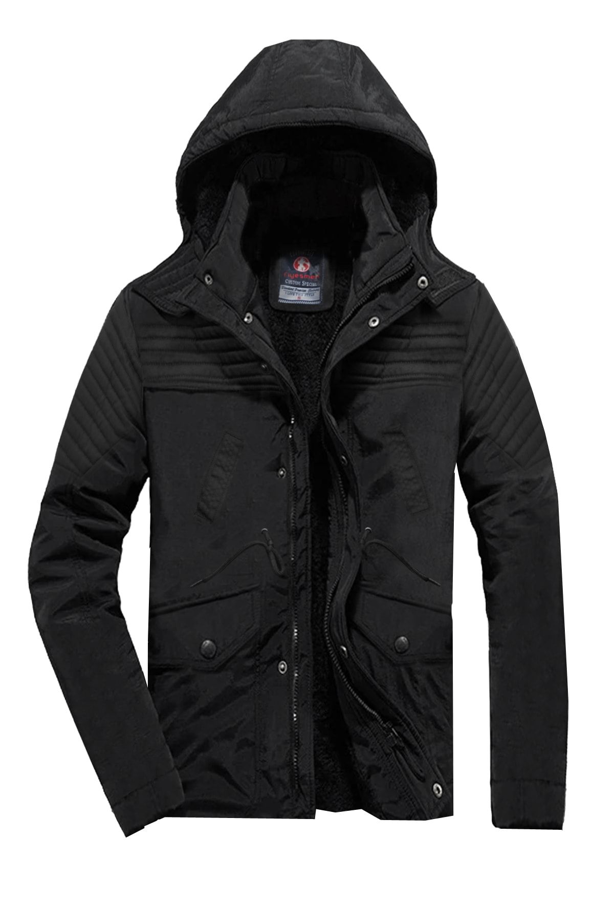 alaska the last frontier Slim Fit Su Geçirmez Oxford Kumaş Çıkarılır Kapüşonlu Parka Kaban