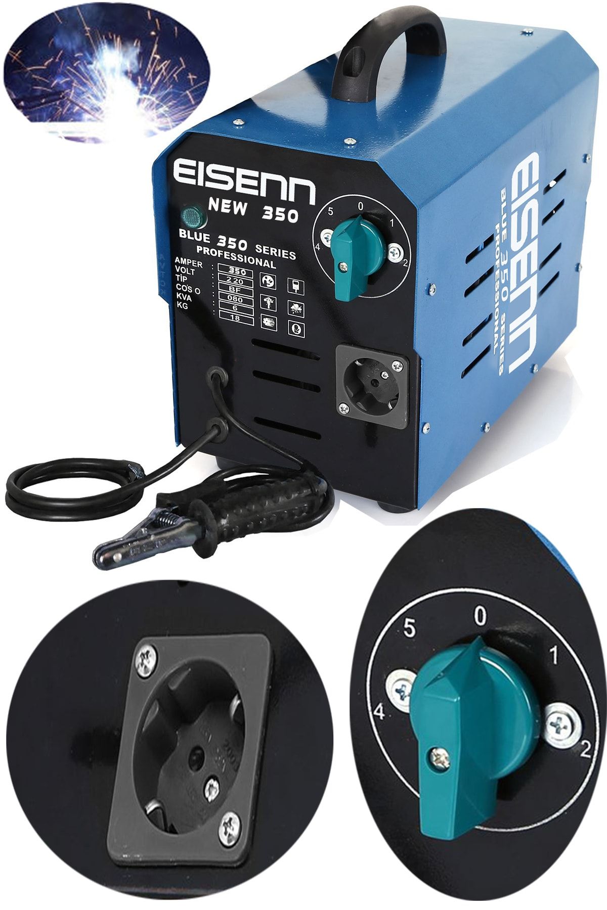 Eisenn Germany Technology New Blue 350 Amper 5 Kademeli Bakır Sargılı Extra Prizli Kaynak Makinası
