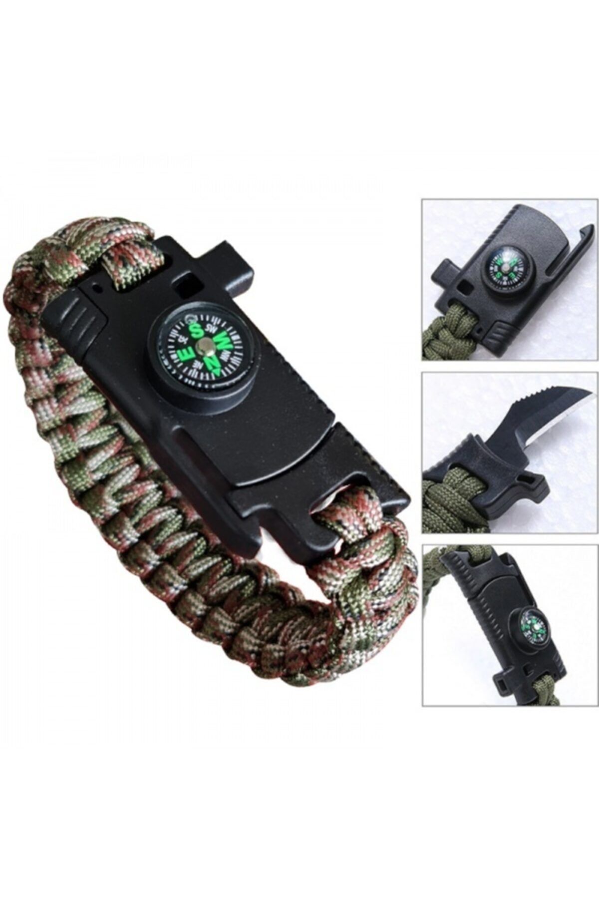 ARGEUS 9595 Pusulalı & Bıçaklı Paracord Bileklik Kamuflaj