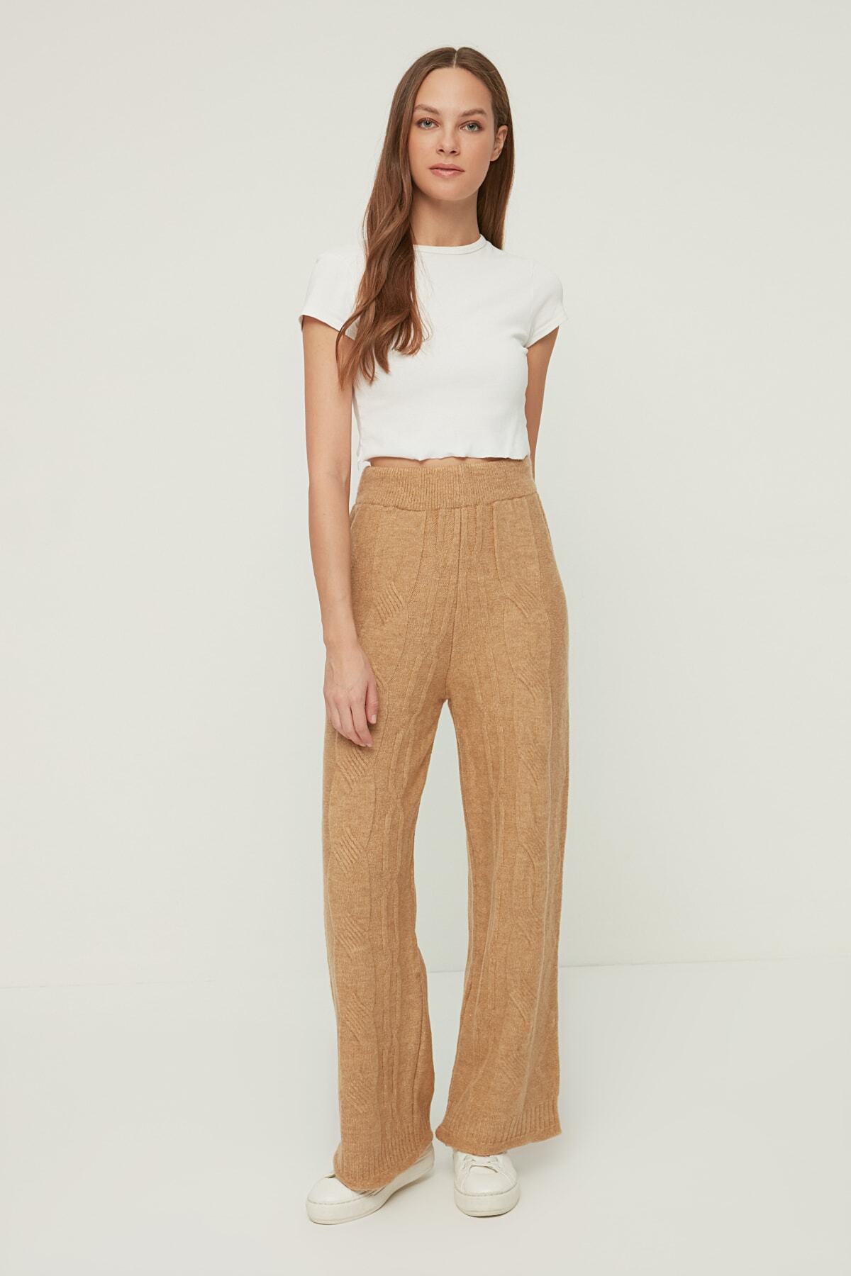TRENDYOLMİLLA Camel Triko Pantolon THMAW22PL0759