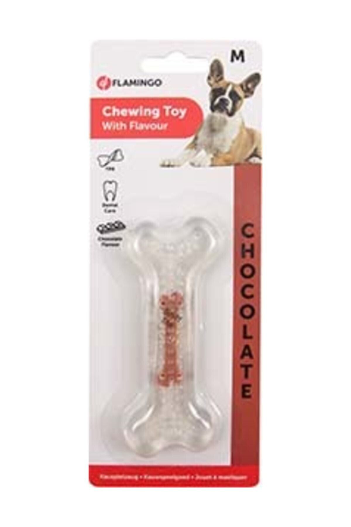 Flamingo Çikolata Kokulu Şeffaf Kemik Köpek Oyuncağı 12 cm