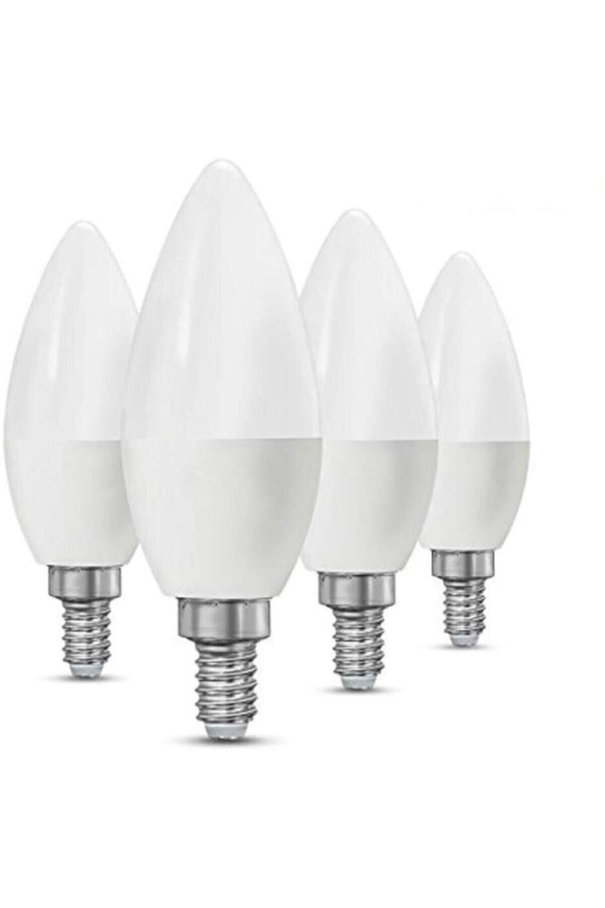 Led 7 Wattbeyaz Işıklı 10 Adet Mum Buji Ampul Avize Abajur Lambası E14 Ince Duylu Lamba