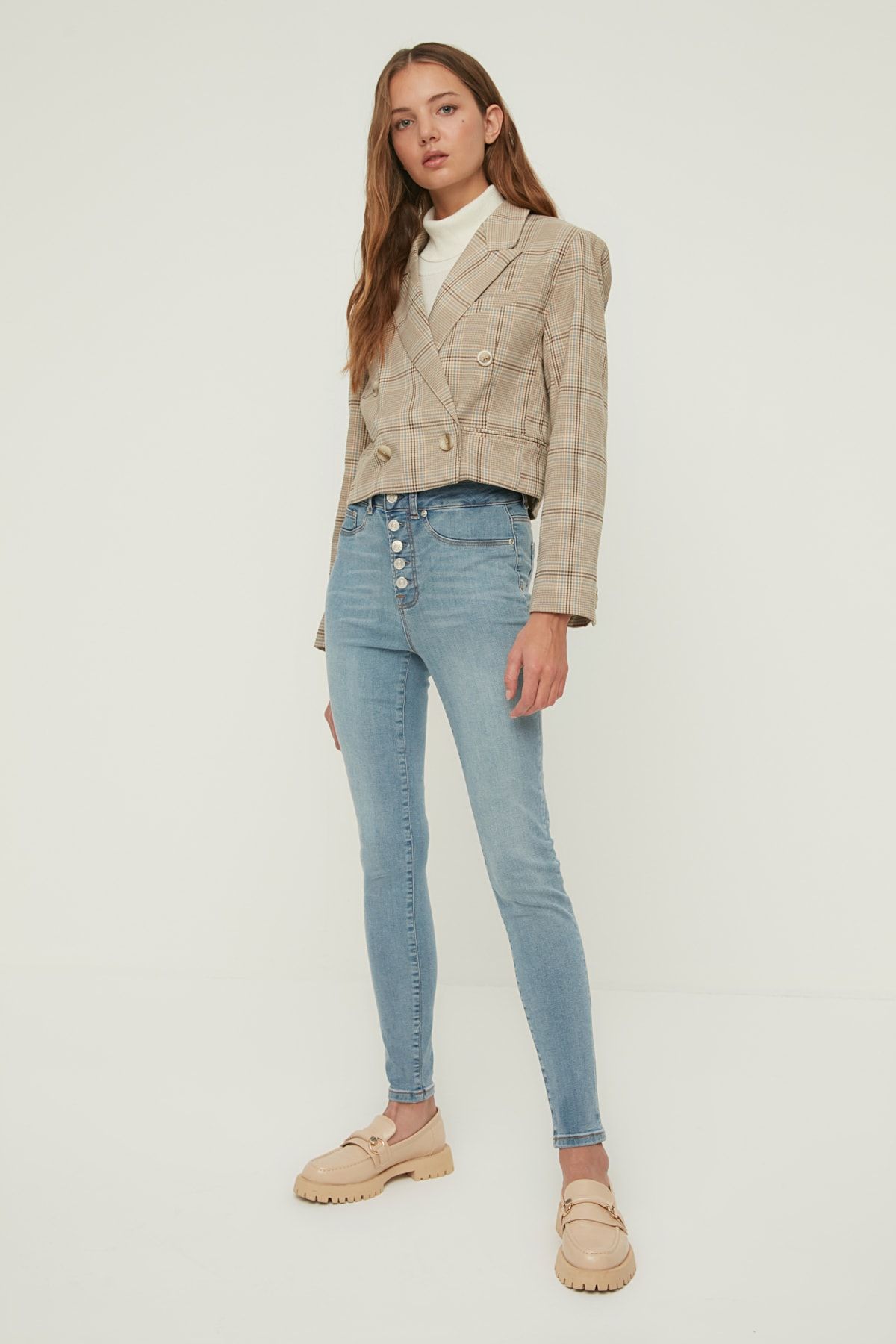 TRENDYOLMİLLA Lacivert Yüksek Bel Skinny Jeans TWOAW22JE1660