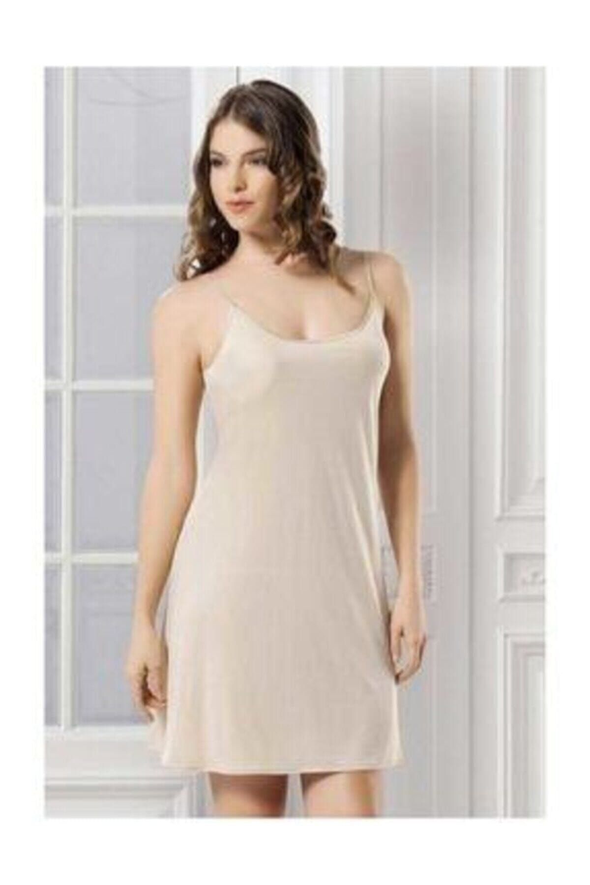 EliteWomans Kadın Beyaz Ince Askılı Kombinezon 3851