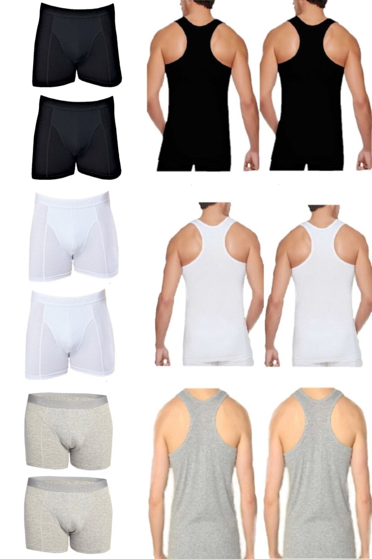 Tutku Erkek 6 Adet Sporcu Atlet 6 Adet Elastan Boxer - 12li Paket