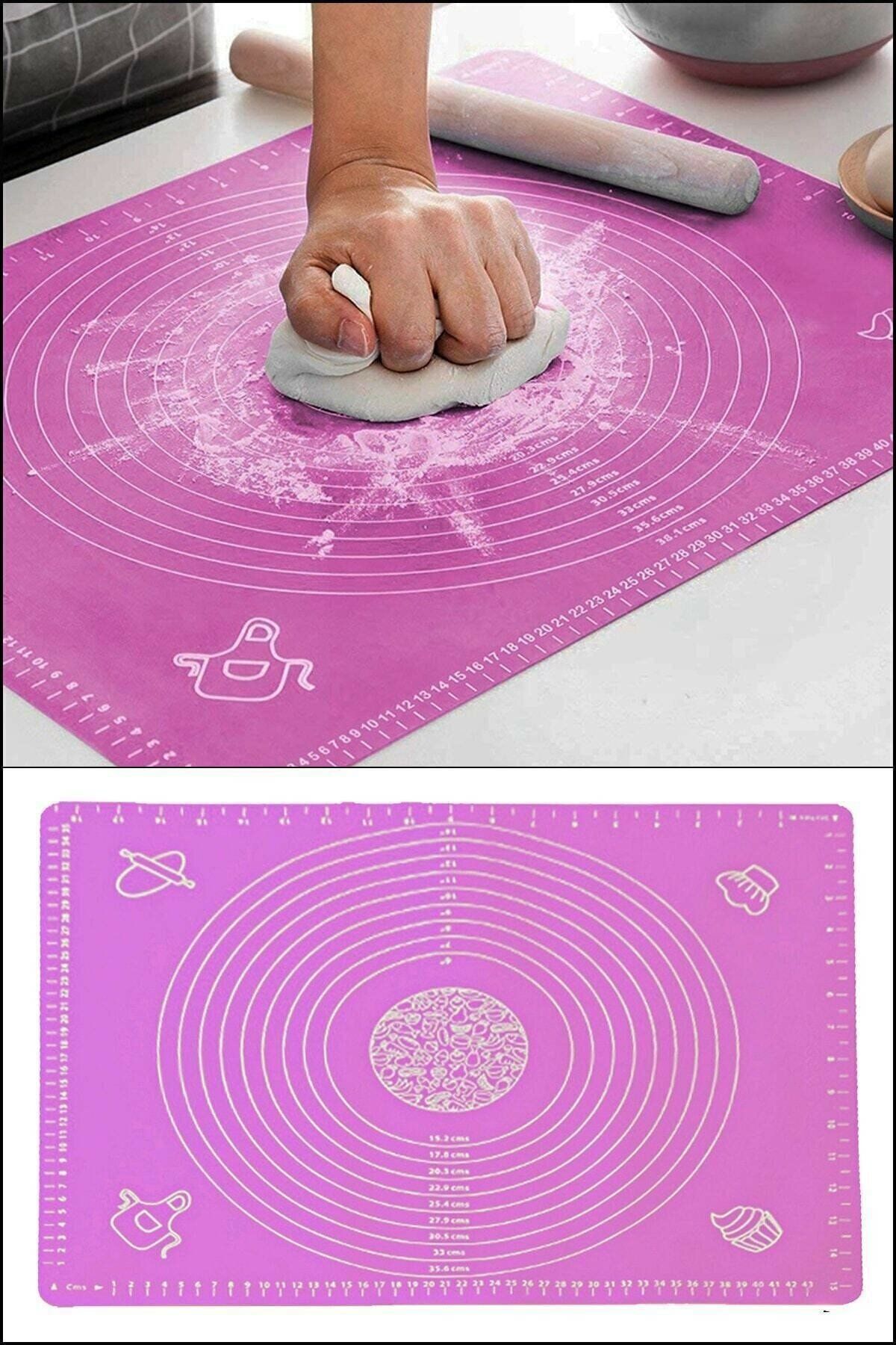 HARİ DARSHAN Çok Amaçlı Mor Renk Slikon Hamur Açma Matı 50x40 Cm