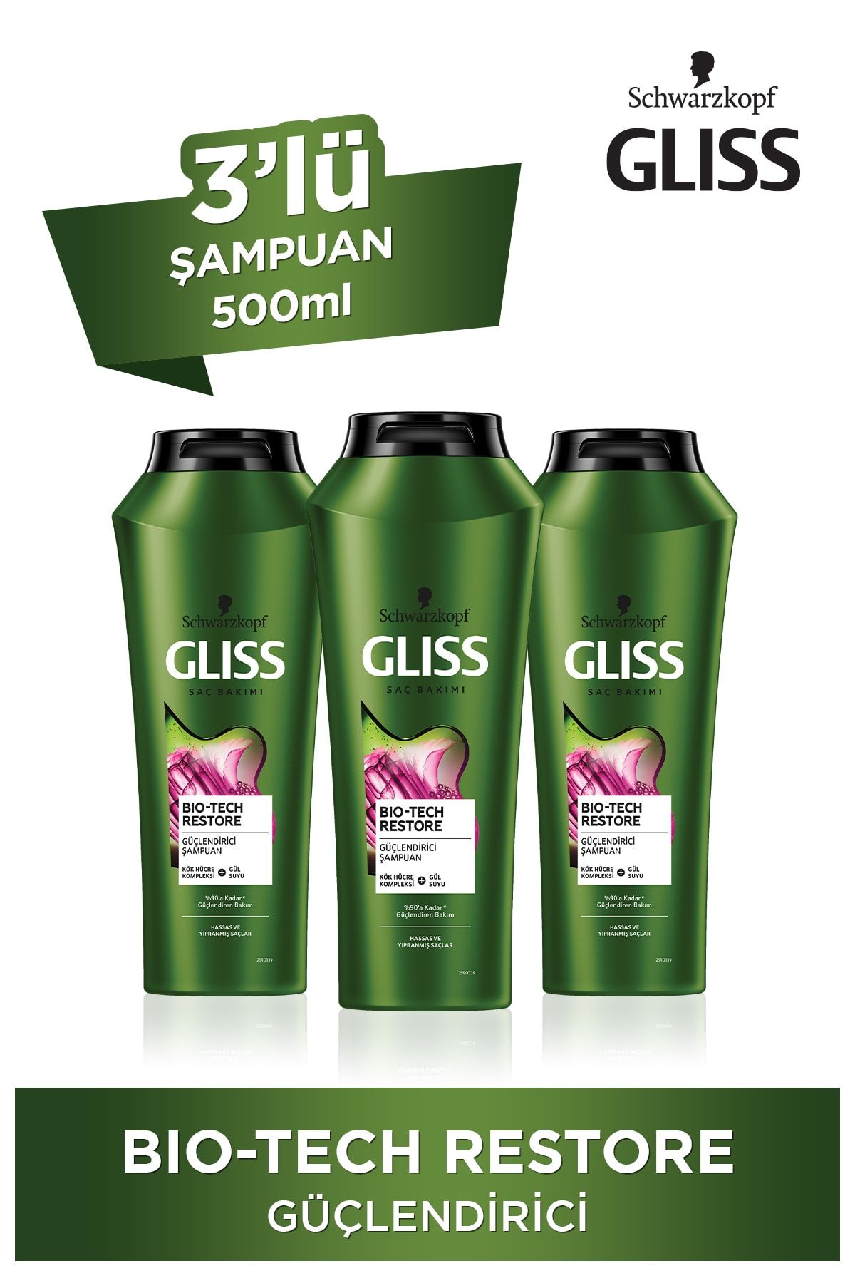 Gliss Bio-tech Güçlendirici Şampuan 500 ml 3'lü