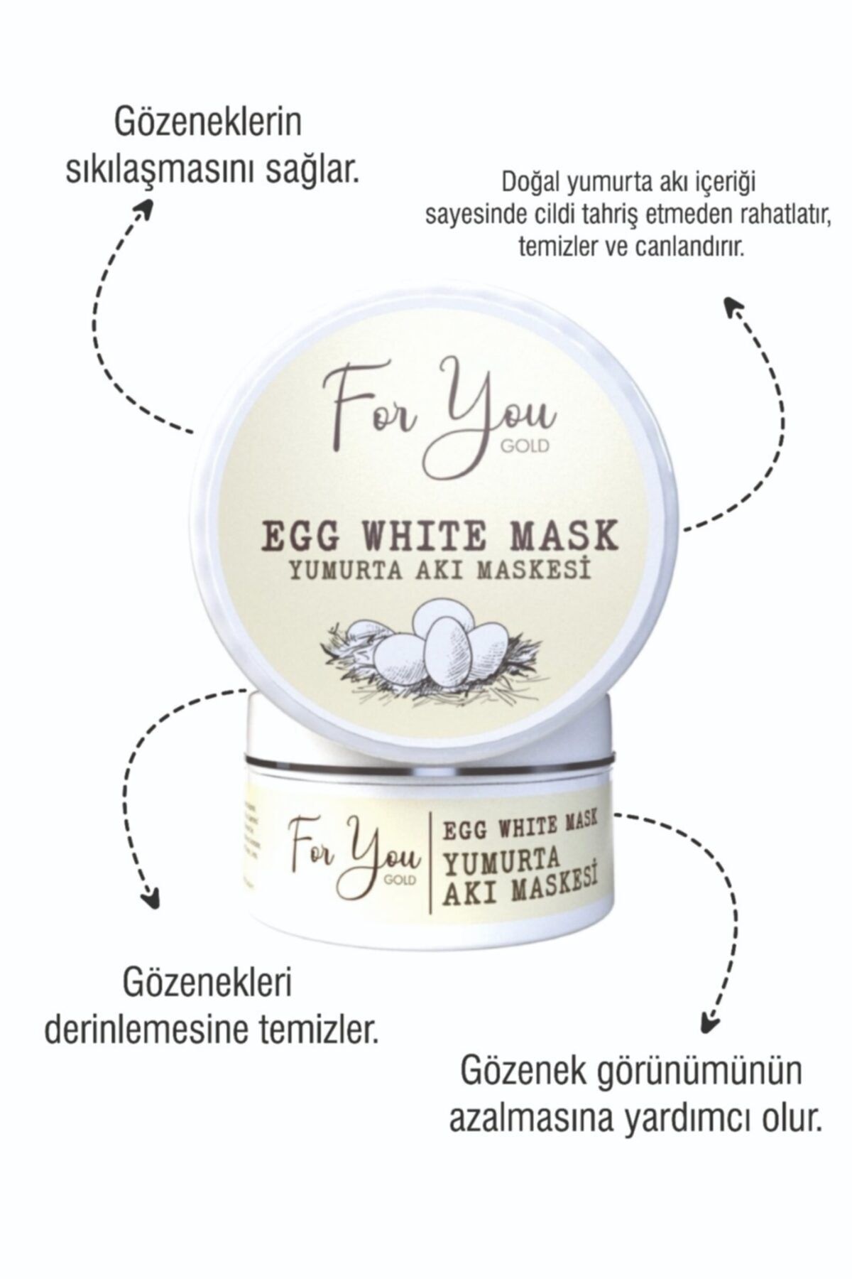 For You Gold Egg White (YUMURTA MASKESİ) Pore Gözenek Maskesi - Gözenek Temizleyici, Sıkılaştırıcı Maske
