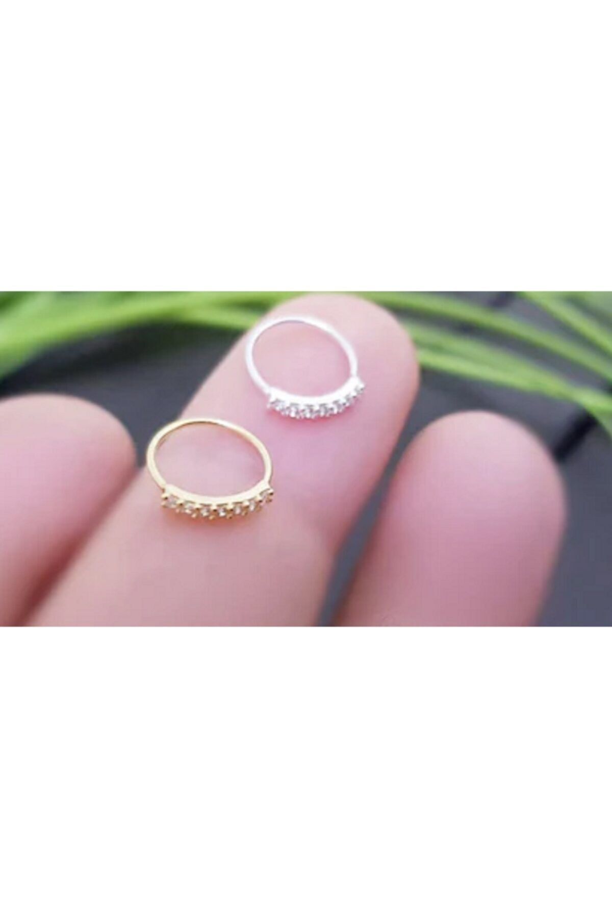 Si&Si Takı Aksesuar Si&si Accessories 925 Ayar Gümüş Tam Tur Zirkon Taşlı Halka Ikili Set Hızma
