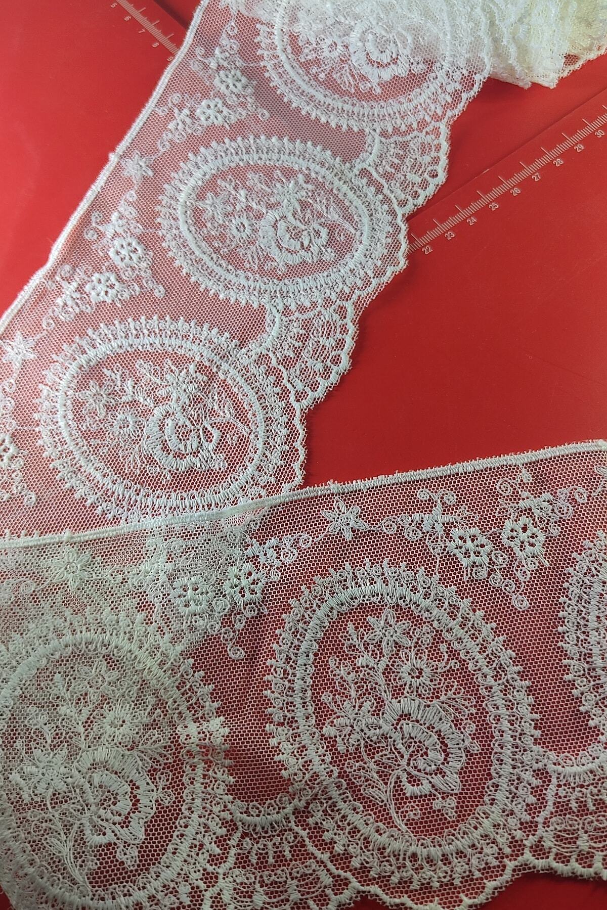 DUAYEN Güpür Dantel Şakrak Desen 8 Metre Beyaz