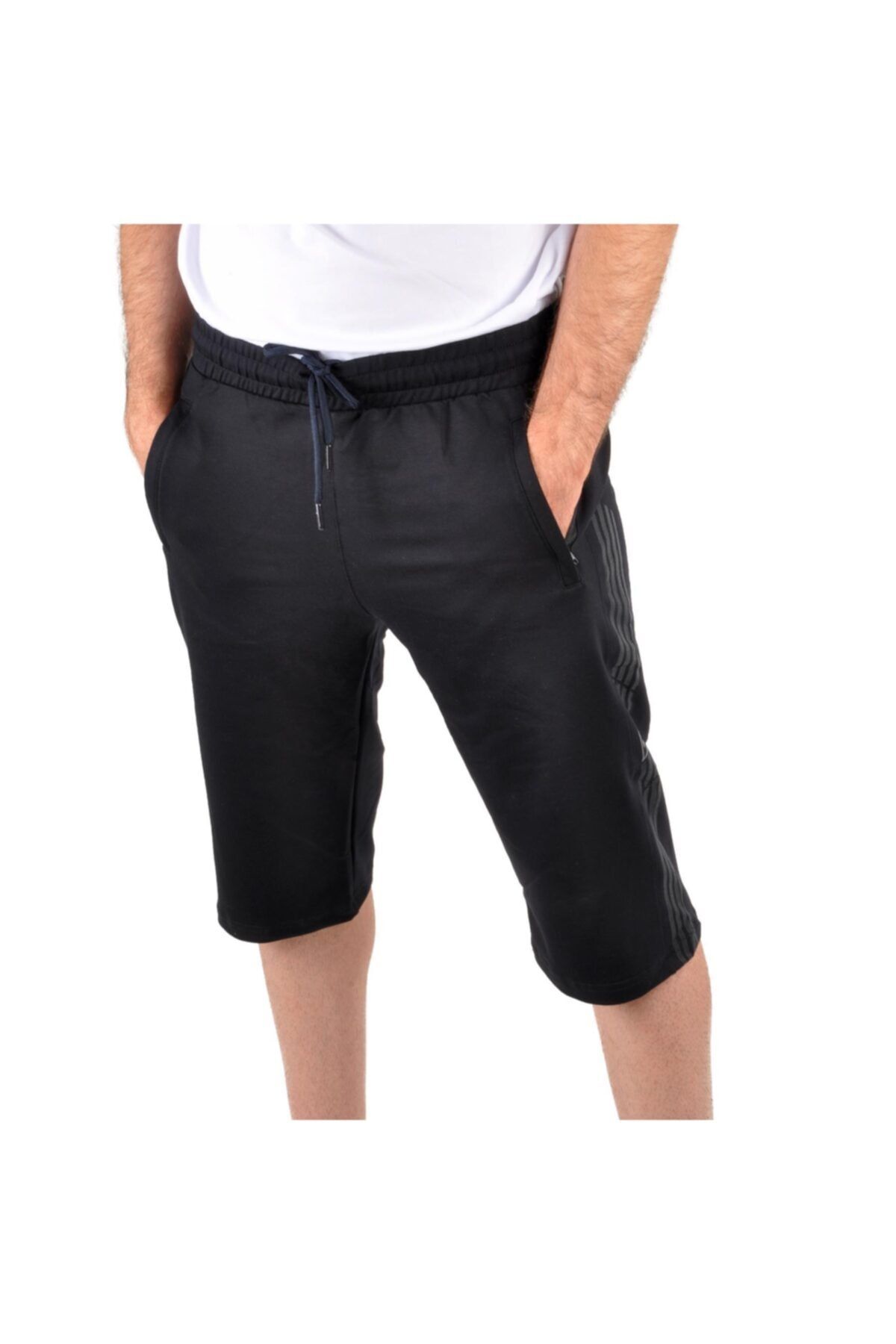 WALKWAY Capris W-009 Siyah Erkek Basic Pamuklu Uzun Şort