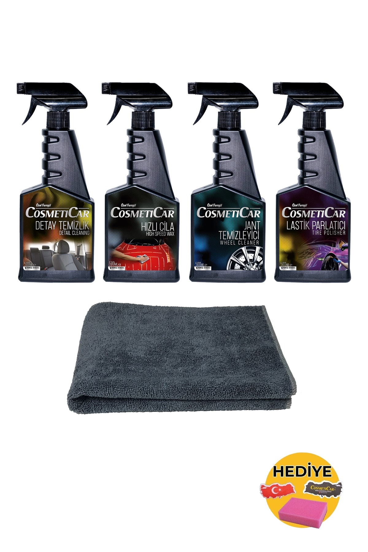 Cosmeticar 4 Parça Oto Bakım Ve Temizlik Seti Sünger Ve Koku