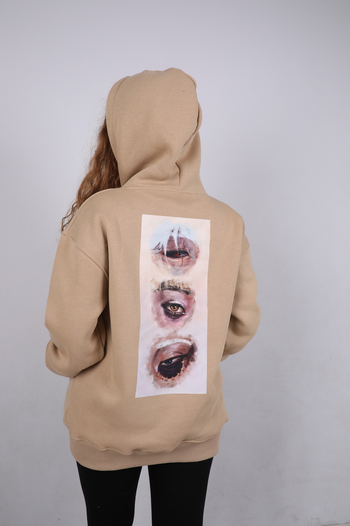 Qozalak Unisex Baskılı Oversize Sweatshirt Kahverengi
