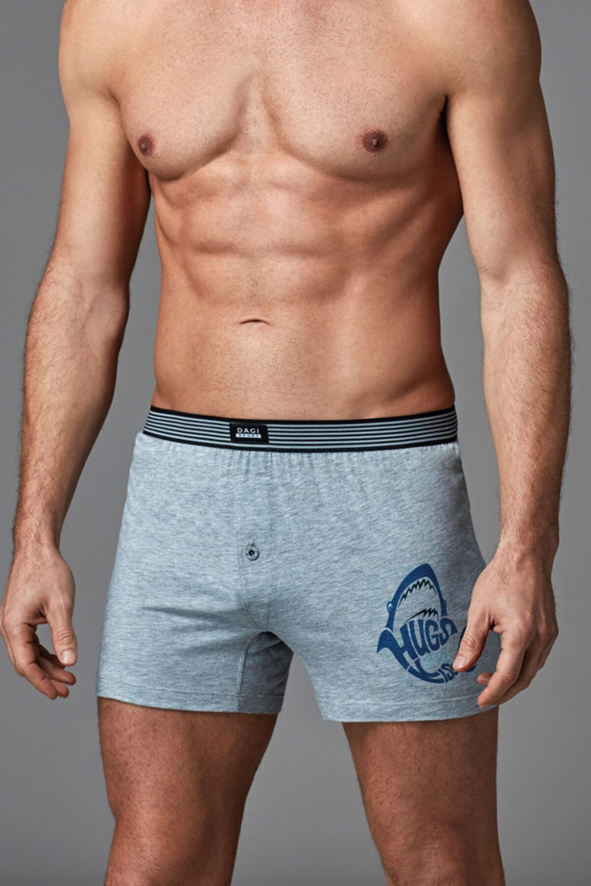 Dagi Erkek Gri Melanj Baskılı Penye Boxer