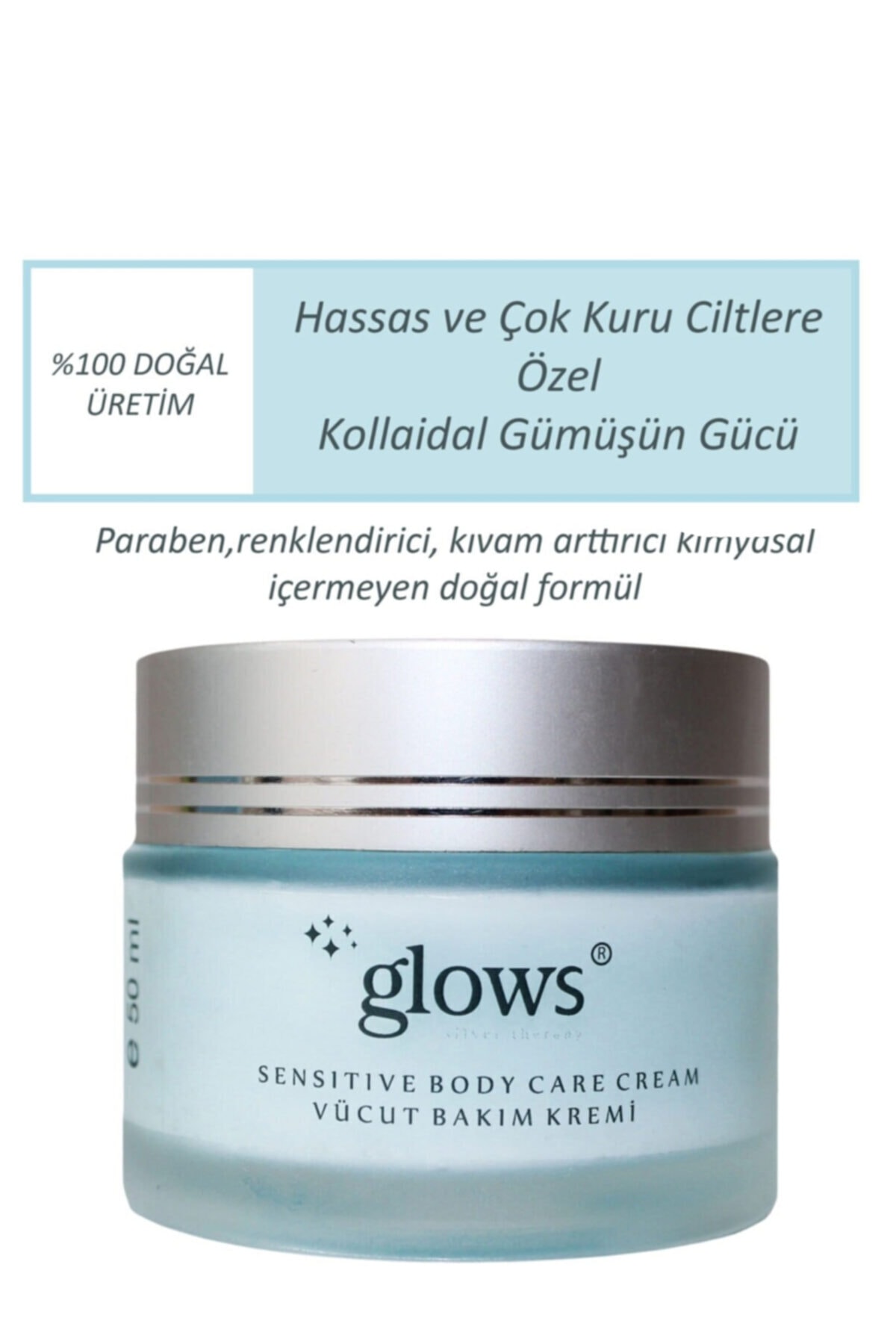 Glows Sensitive, Kuru, Atopik, Egzema ve Hassas Ciltler için  Nemlendirici El ve Yüz Bakım Kremi