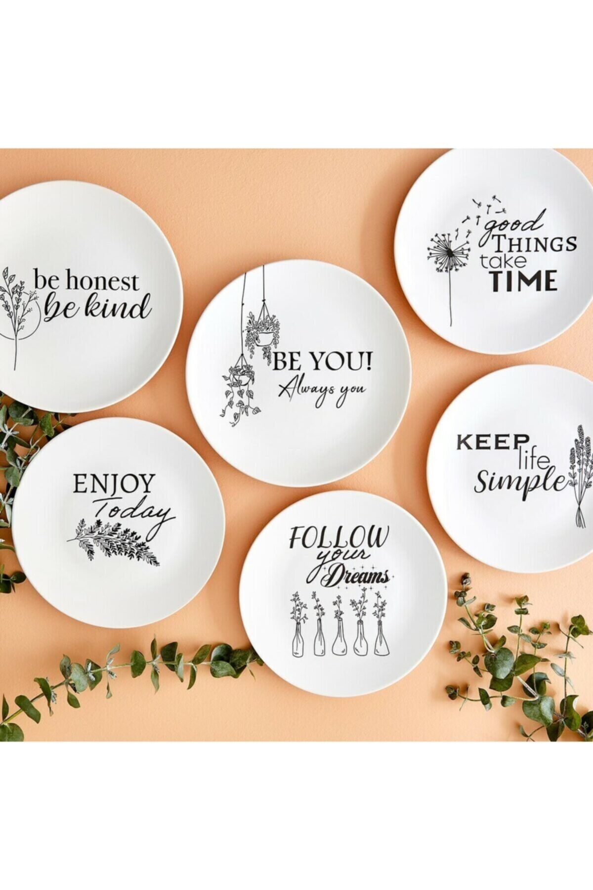 Bella Maison Mottos Seramik Servis Tabağı 6'lı (25 Cm)