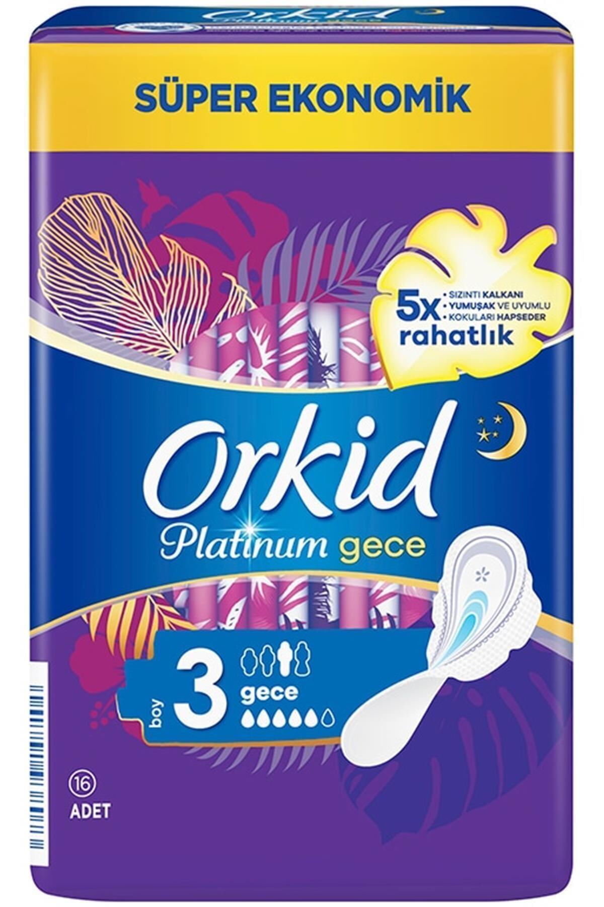 Orkid Platinum Kanatlı Gece (boy 3) 16 Adet Hijyenik Ped