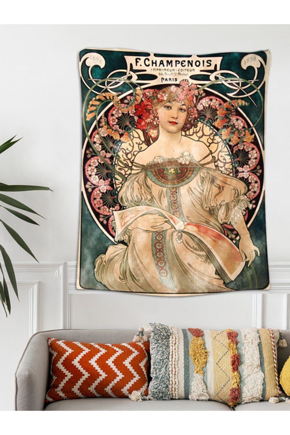 bukashops Vintage Champenois Kadife Duvar Halısı 70x100 Cm