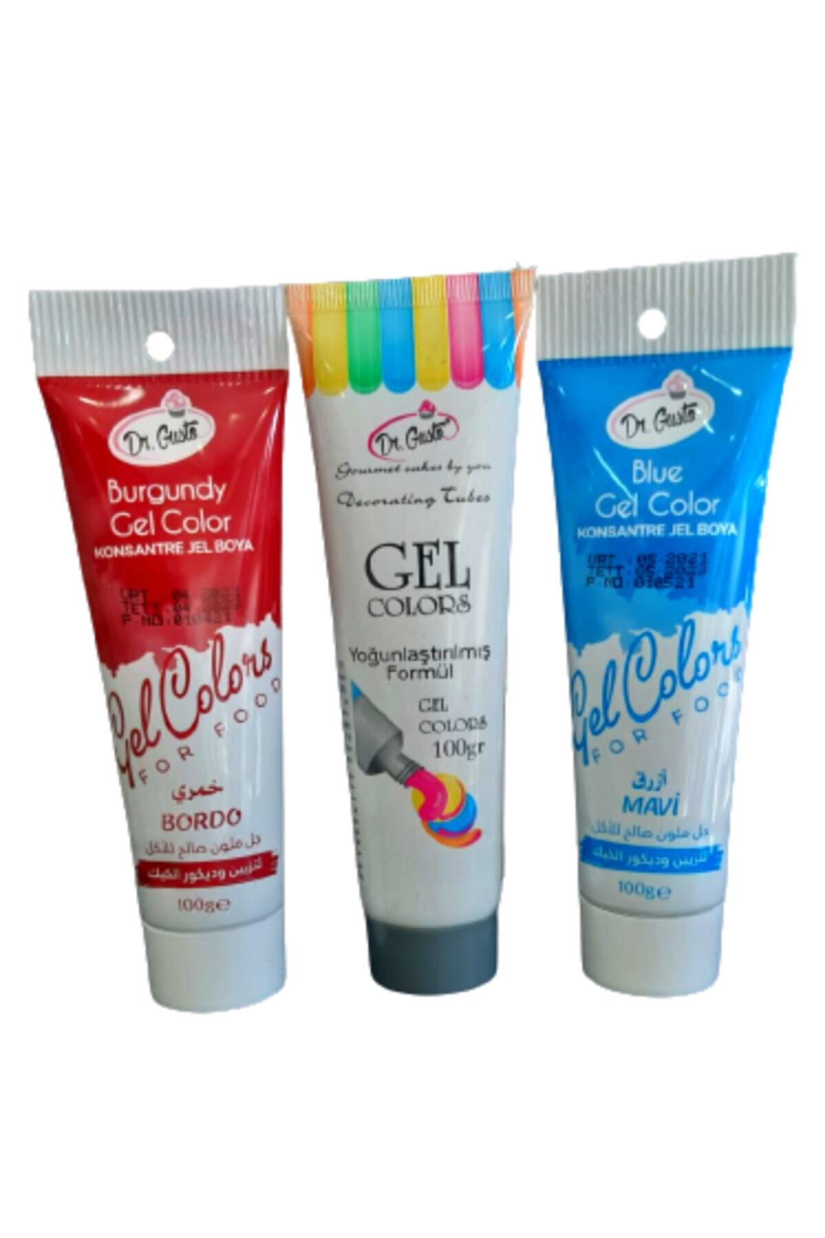 Dr. Gusto Dr Gusto 3 Lü Set Bordo / Gri / Mavi Tüp Jel Gıda Boya 100gr