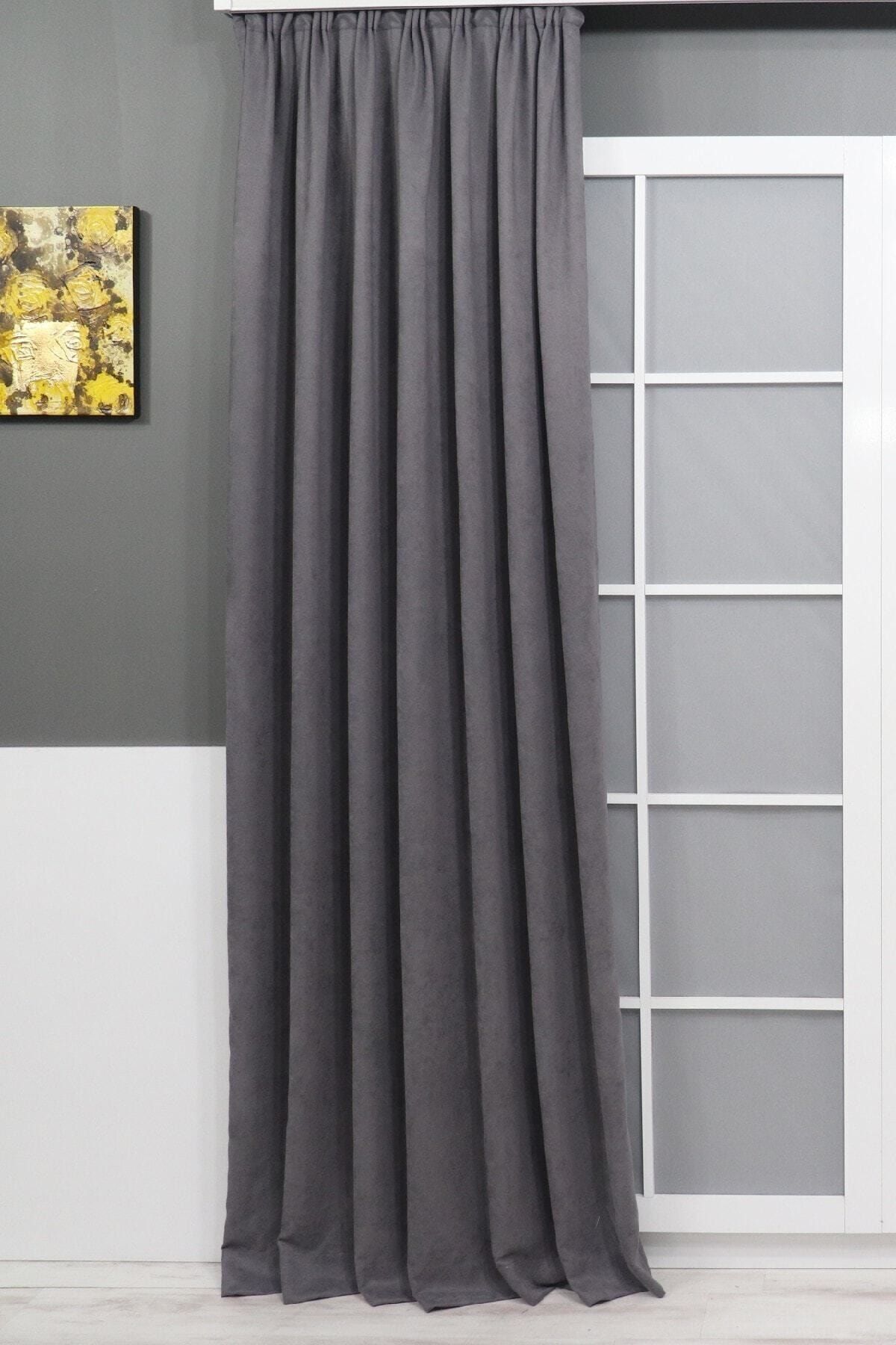 PERDECITY Petek Kadife Dokulu Fon Perde Düz Dikişli Ekstrafor Büzgü 150x260 cm