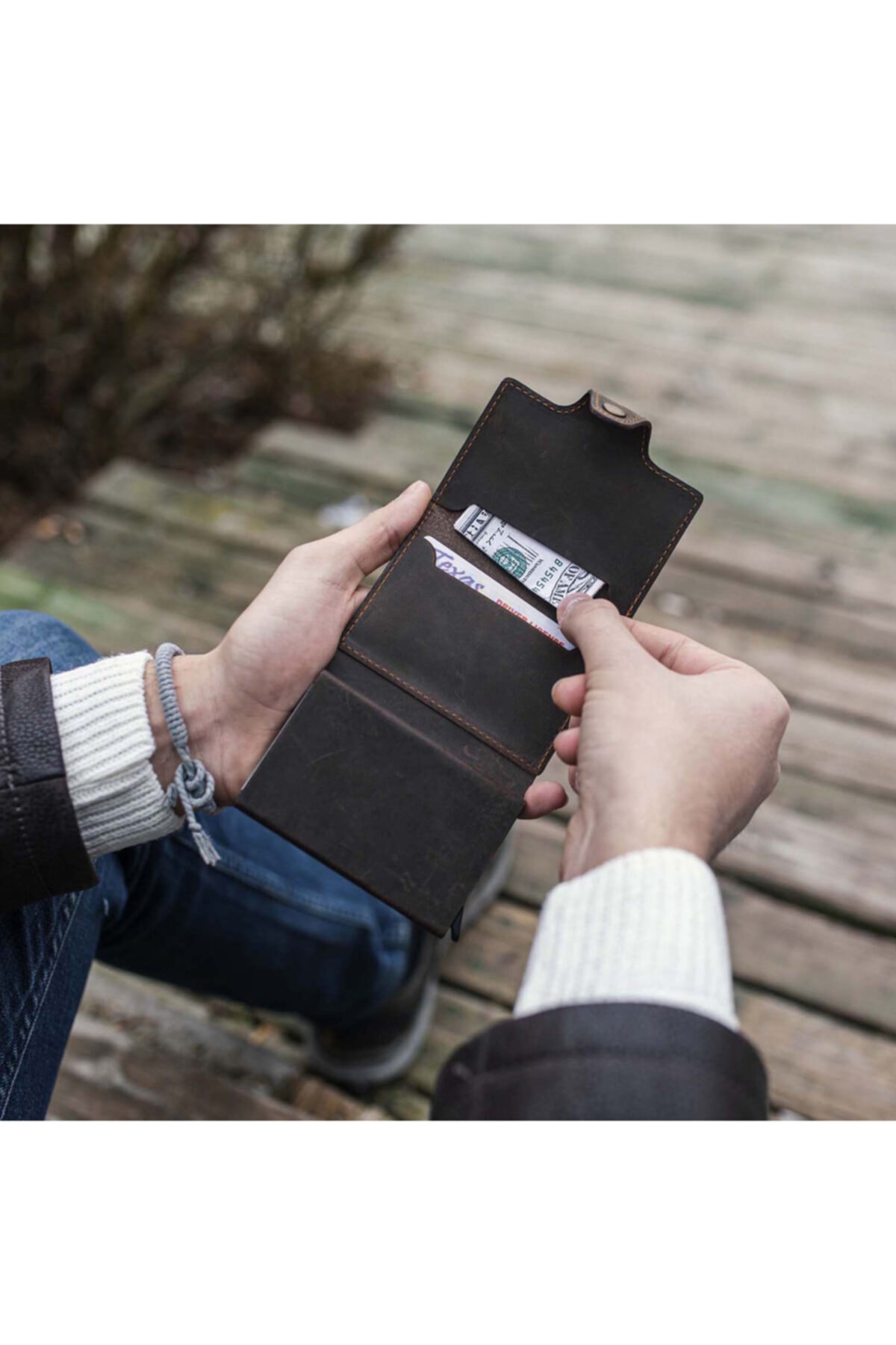 Lonedeer Leather El Yapımı Hakiki Deri Kartlık